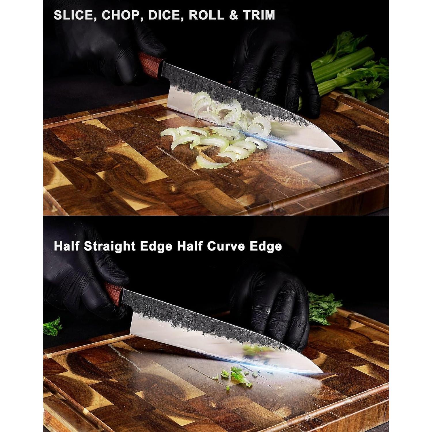 Cuchillo de Chef Japonés Kanngou 210mm Forjado Negro con Mango de Madera