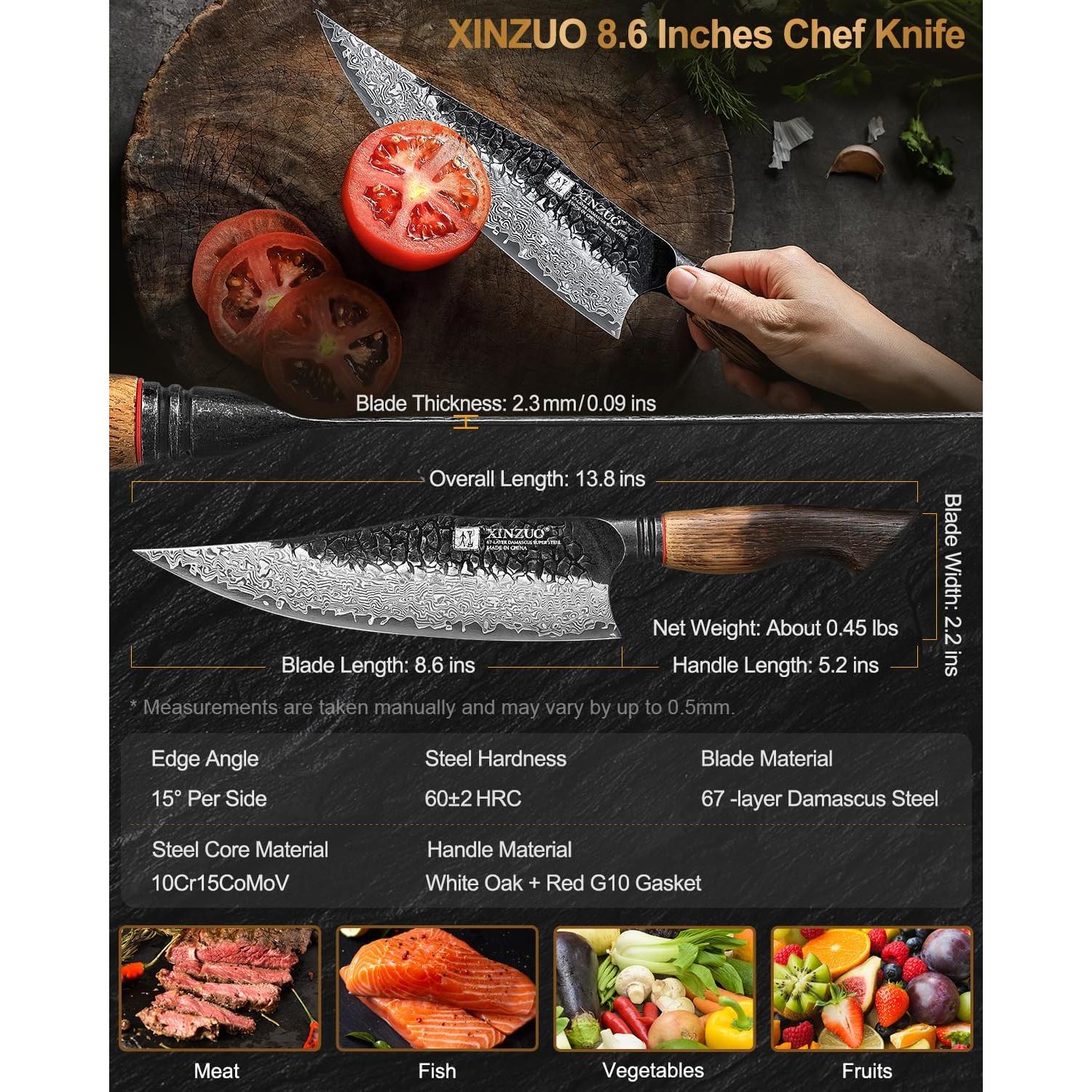 Cuchillo de Chef XINZUO 21.8 cm Acero Damasco 67 Capas