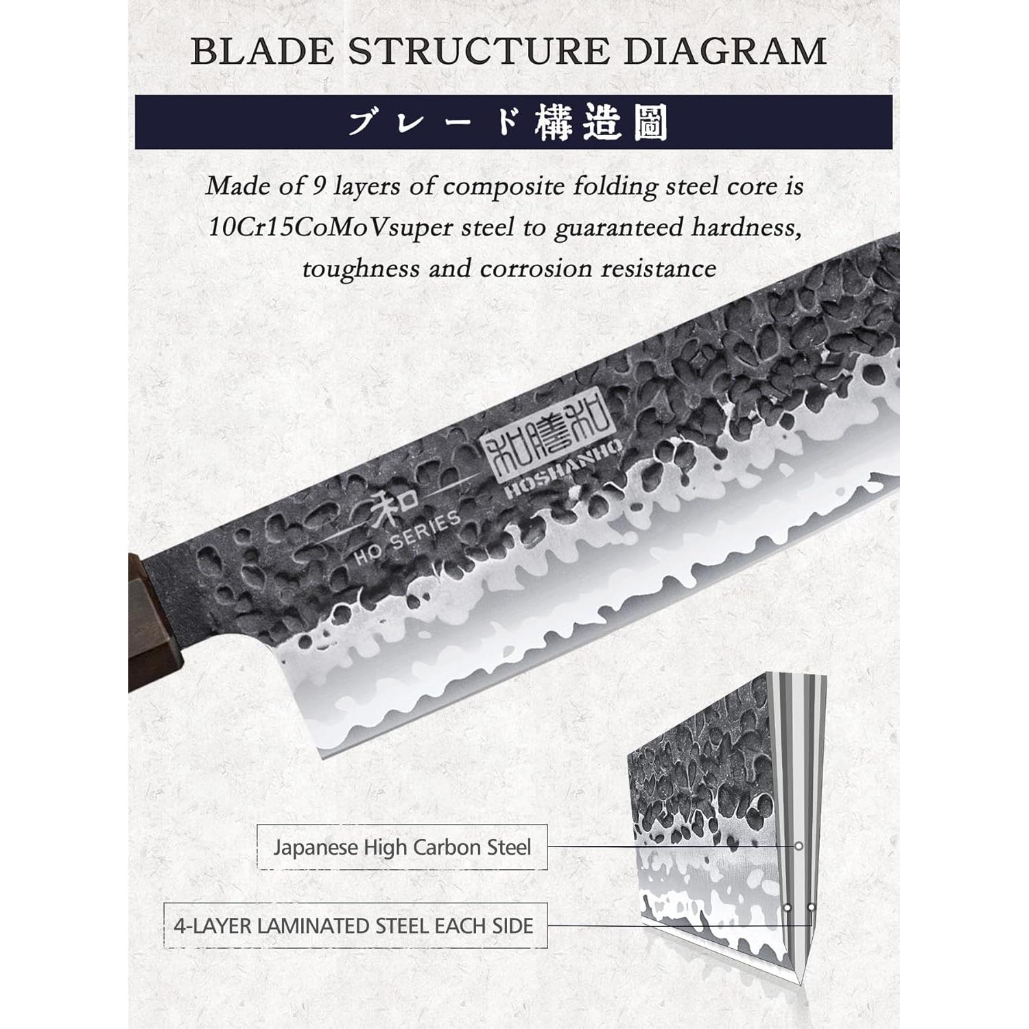 Cuchillo Santoku HOSHANHO 18 cm Acero Alto Carbono Madera