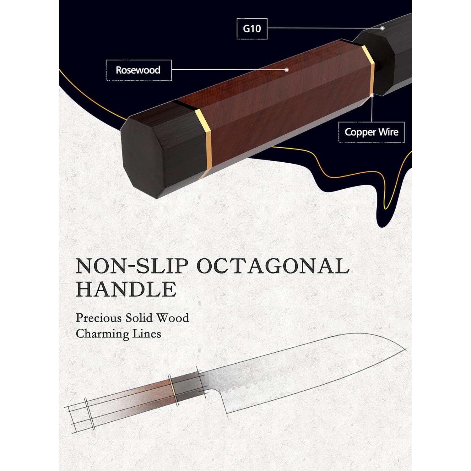 Cuchillo Santoku HOSHANHO 18 cm Acero Alto Carbono Madera