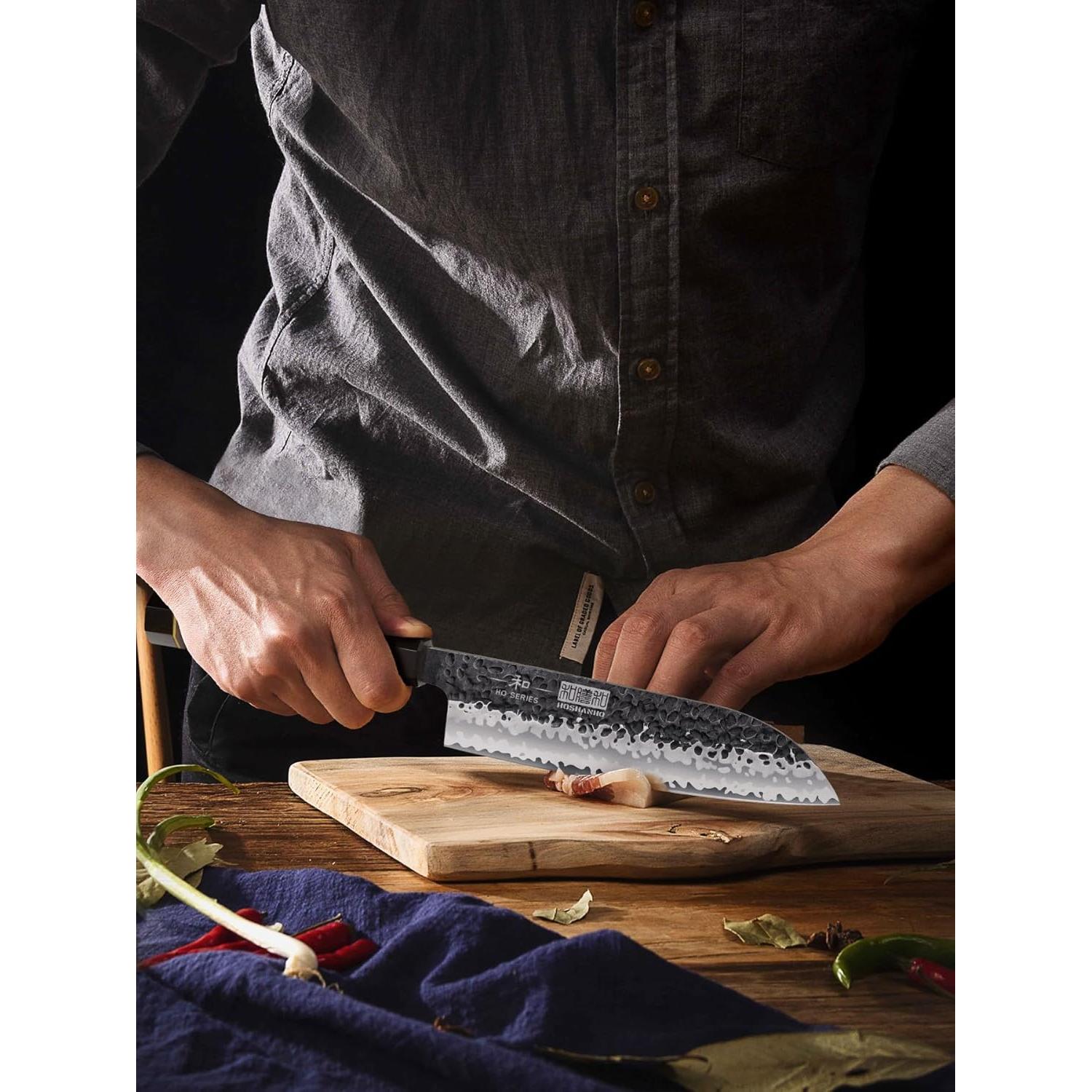 Cuchillo Santoku HOSHANHO 18 cm Acero Alto Carbono Madera
