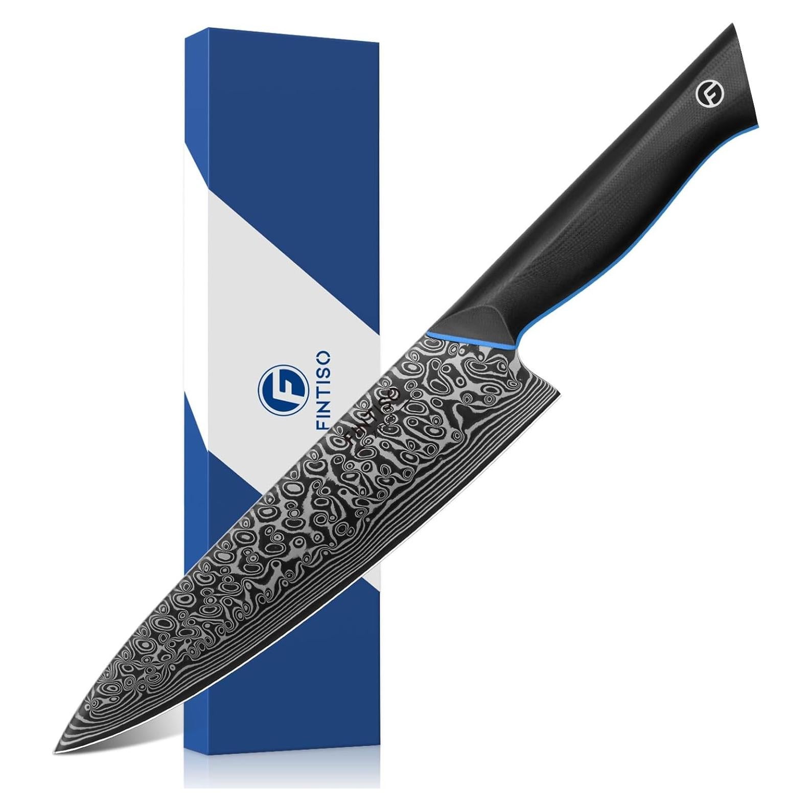 Cuchillo de Chef FINTISO 20 cm Damasco Negro 67 Capas G10