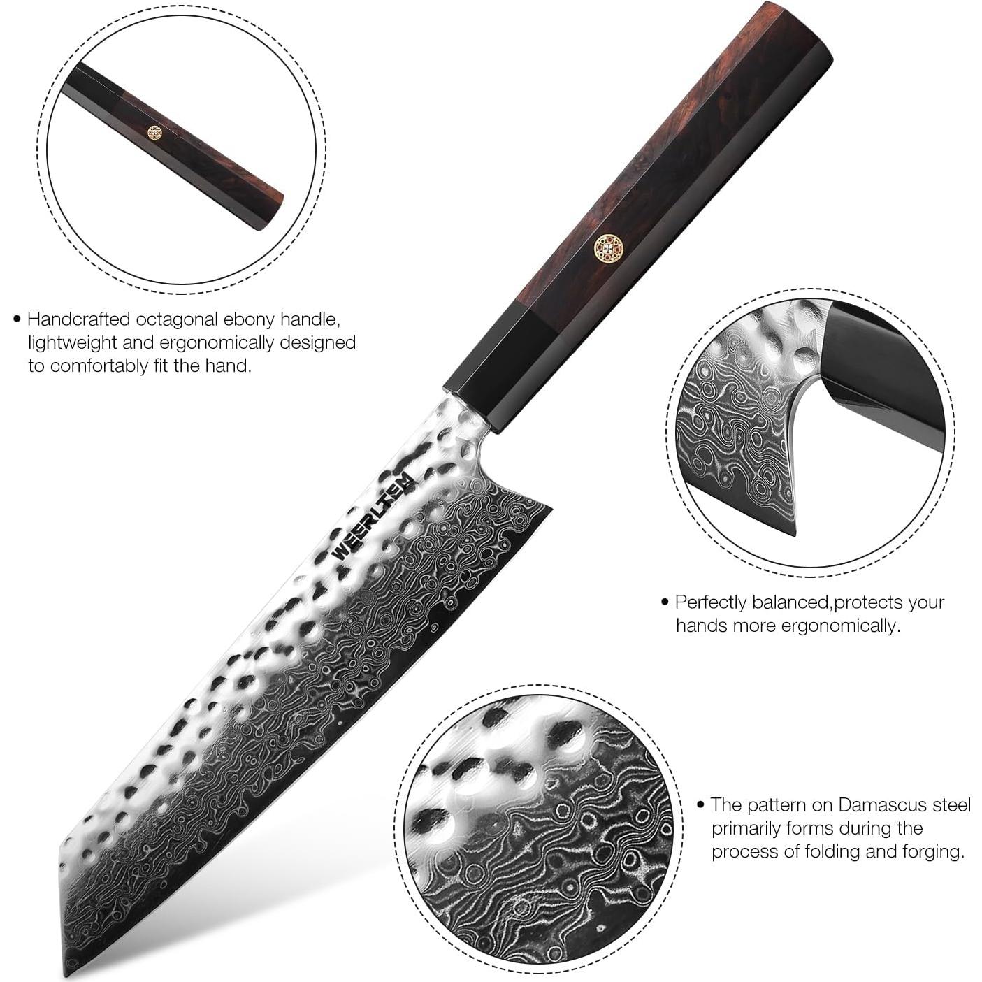 Cuchillo de Chef Damasco WEERLTEM 19 cm Acero VG10 Martillado