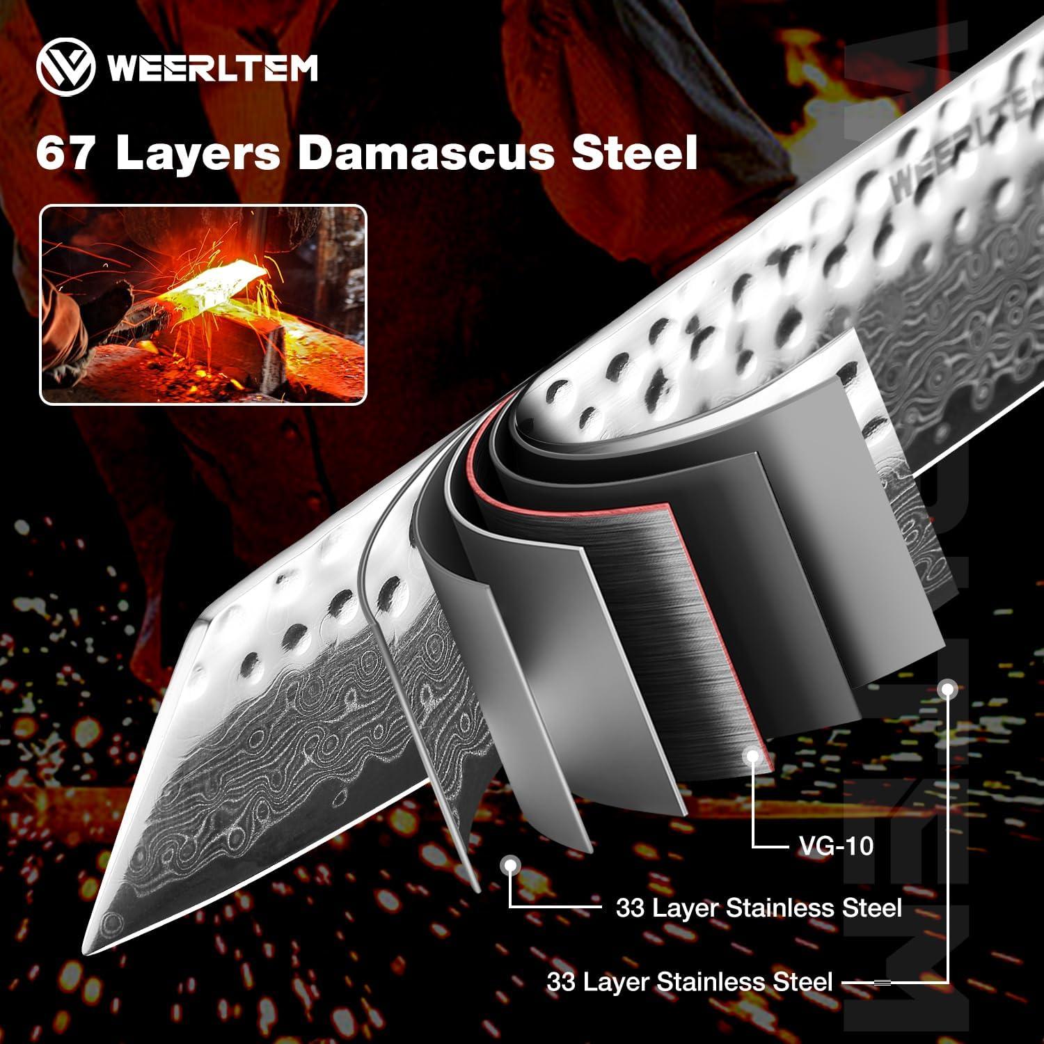 Cuchillo de Chef Damasco WEERLTEM 19 cm Acero VG10 Martillado