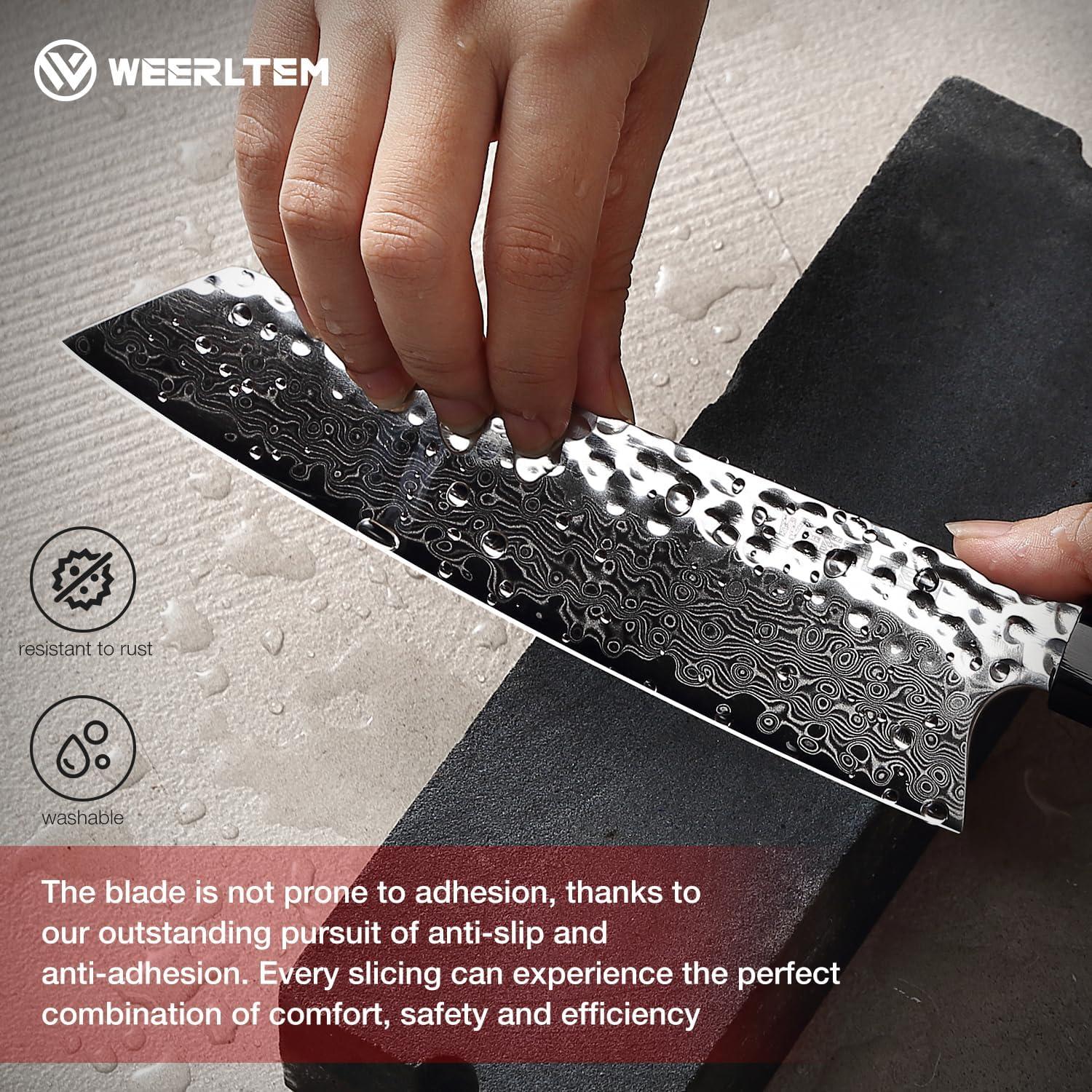 Cuchillo de Chef Damasco WEERLTEM 19 cm Acero VG10 Martillado