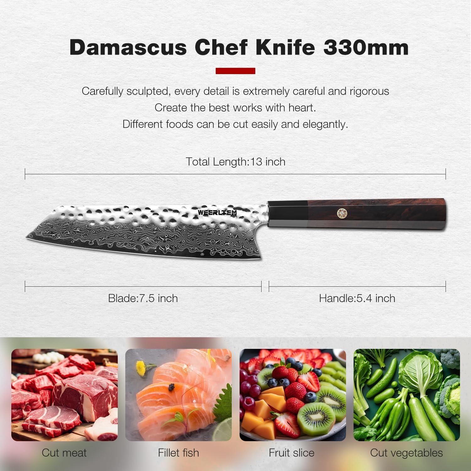 Cuchillo de Chef Damasco WEERLTEM 19 cm Acero VG10 Martillado
