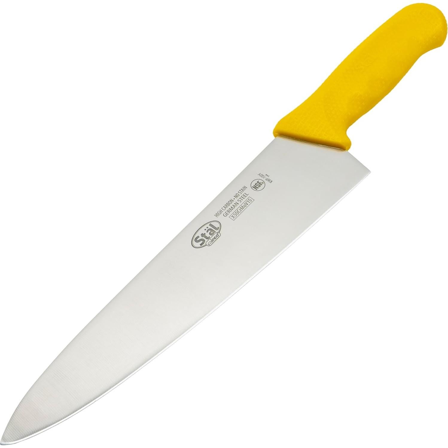 Cuchillo de Chef Winco KWP-100Y 25.4 cm Acero Alemán Amarillo