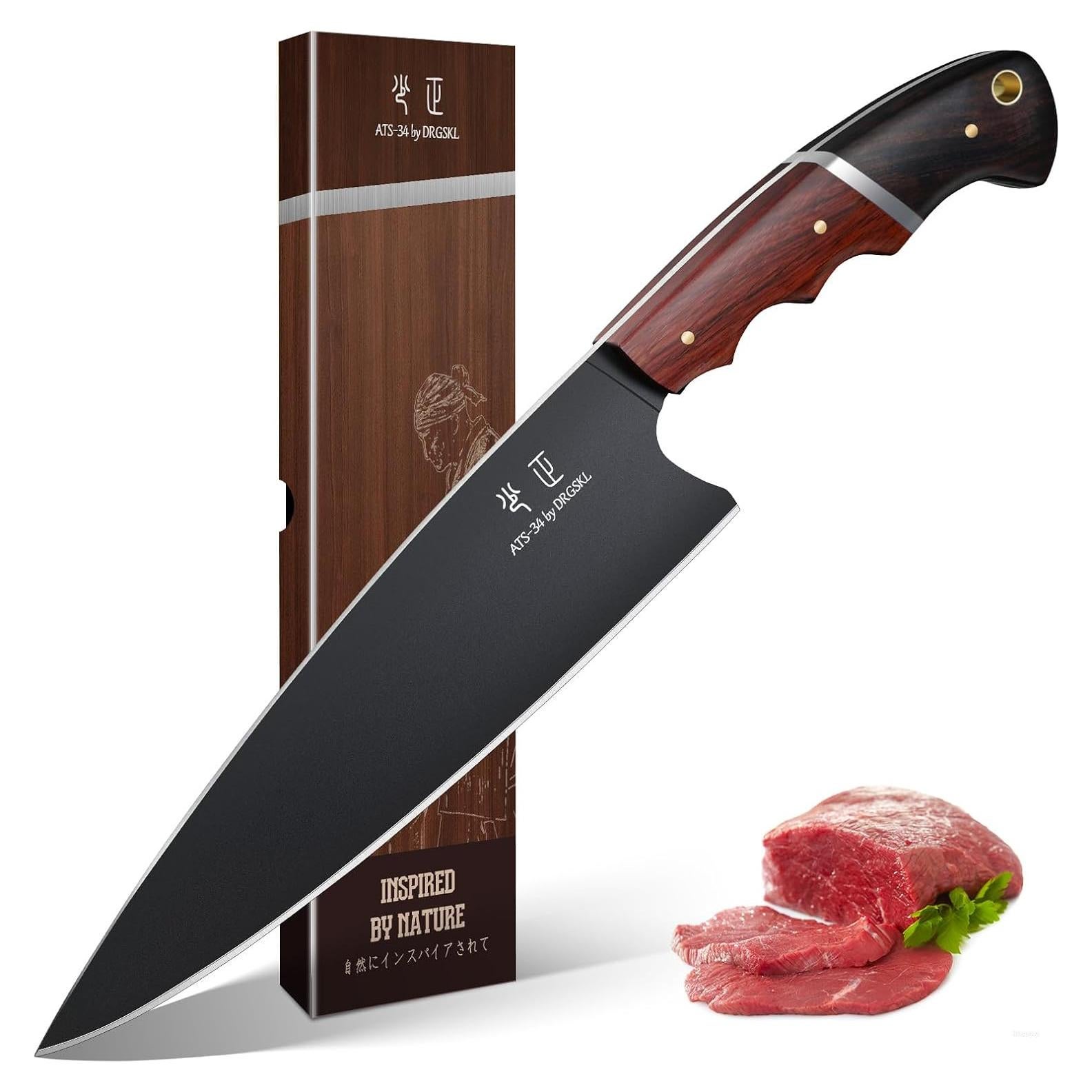 Cuchillo de Chef Japonés DRGSKL 20 cm Acero ATS-34 Mango Nogal