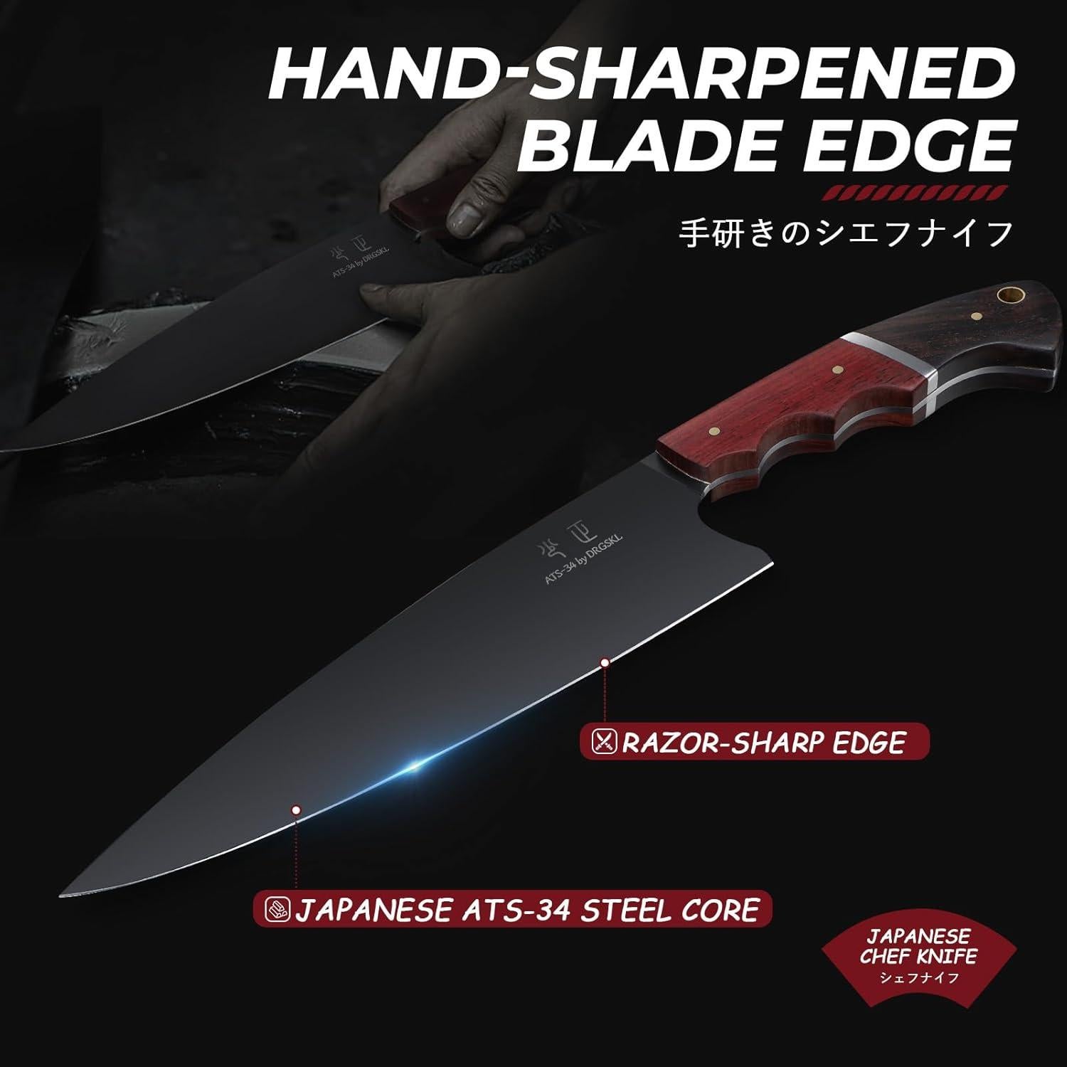 Cuchillo de Chef Japonés DRGSKL 20 cm Acero ATS-34 Mango Nogal