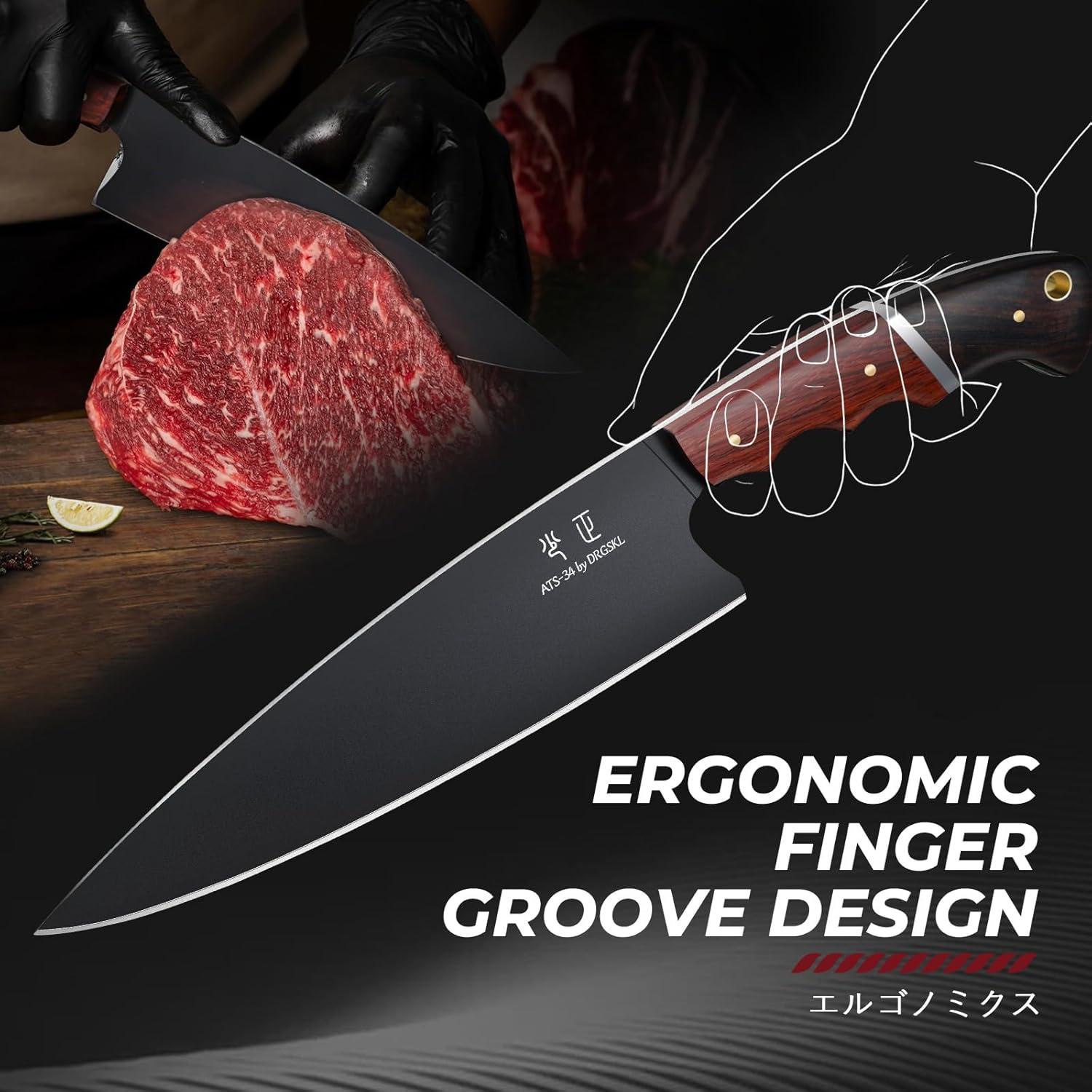 Cuchillo de Chef Japonés DRGSKL 20 cm Acero ATS-34 Mango Nogal