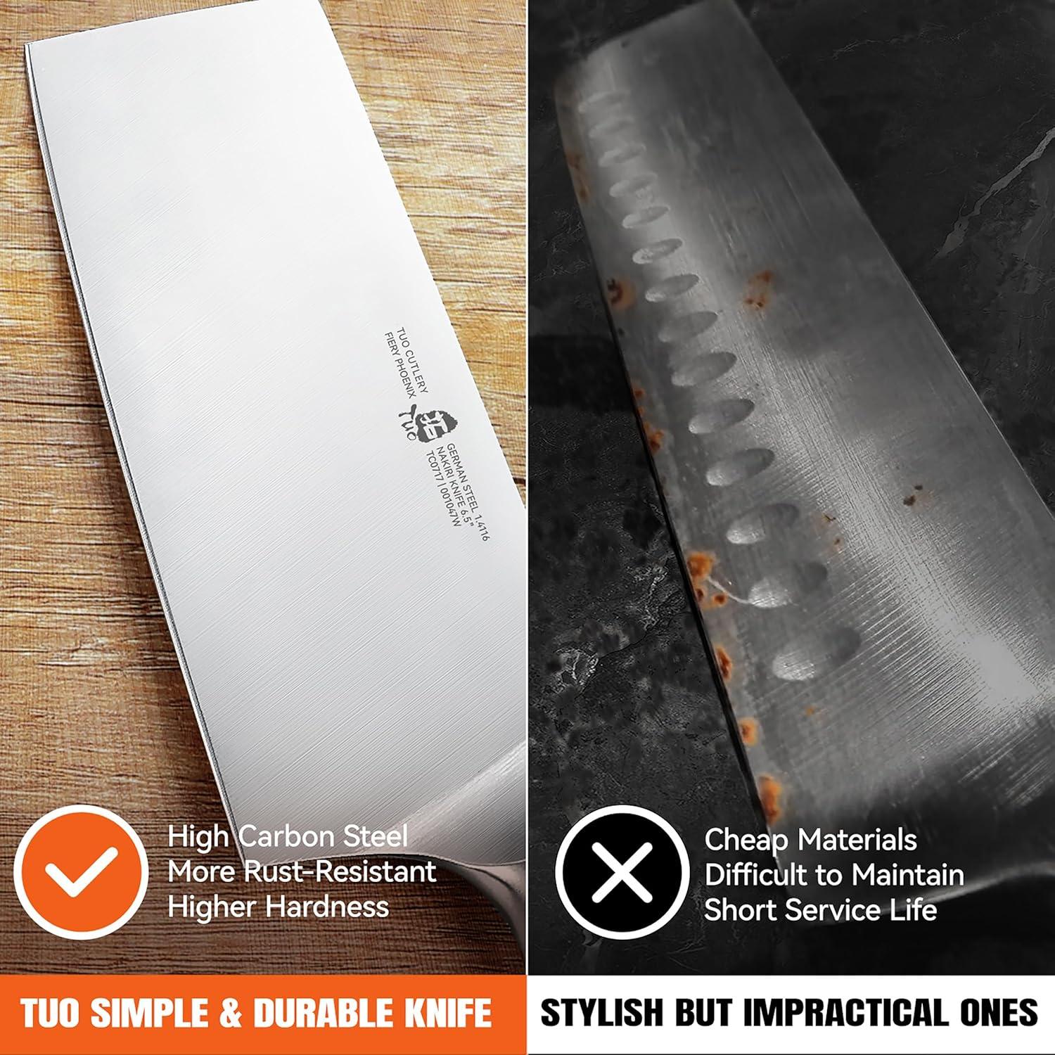 Cuchillo Nakiri TUO 16.5 cm Acero Inoxidable Pakkawood