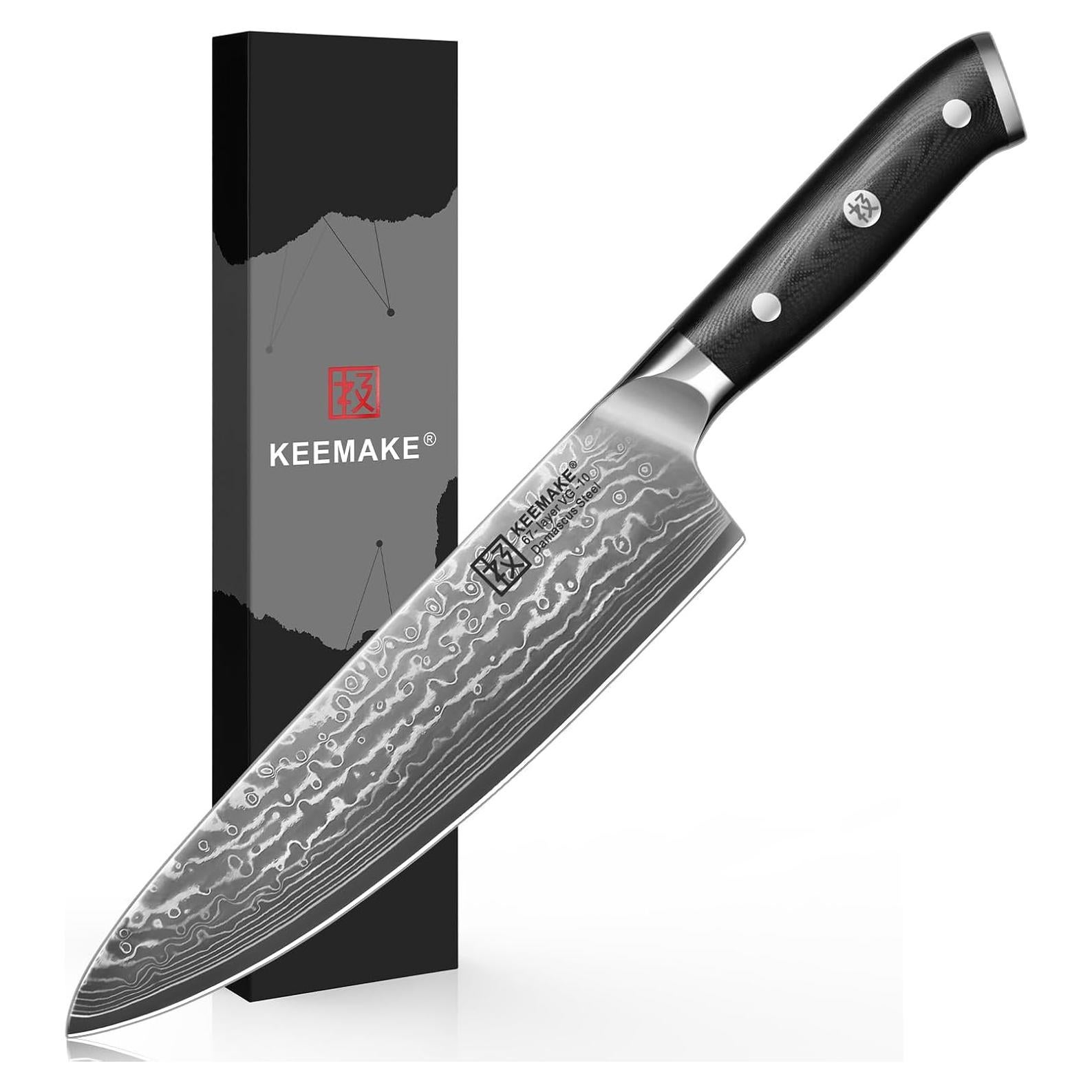 Cuchillo de Chef KEEMAKE 20.32 cm Acero Damasco VG10 Ergonómico