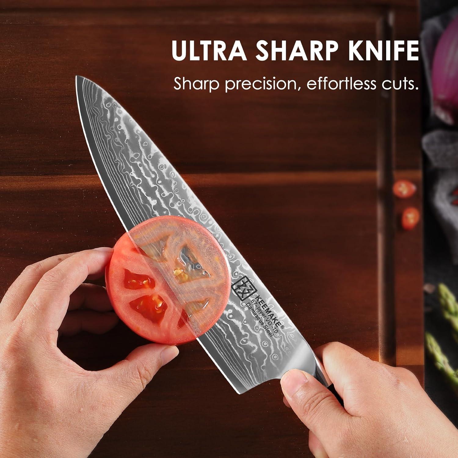 Cuchillo de Chef KEEMAKE 20.32 cm Acero Damasco VG10 Ergonómico