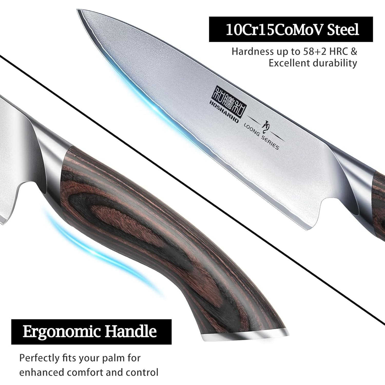 Juego de Cuchillos de Cocina HOSHANHO 5 Piezas Acero Inoxidable