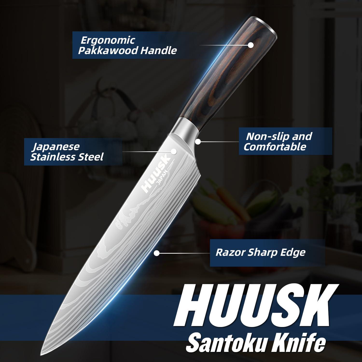 Cuchillo de Chef Huusk 20 cm Acero Japonés Mango Ergonómico