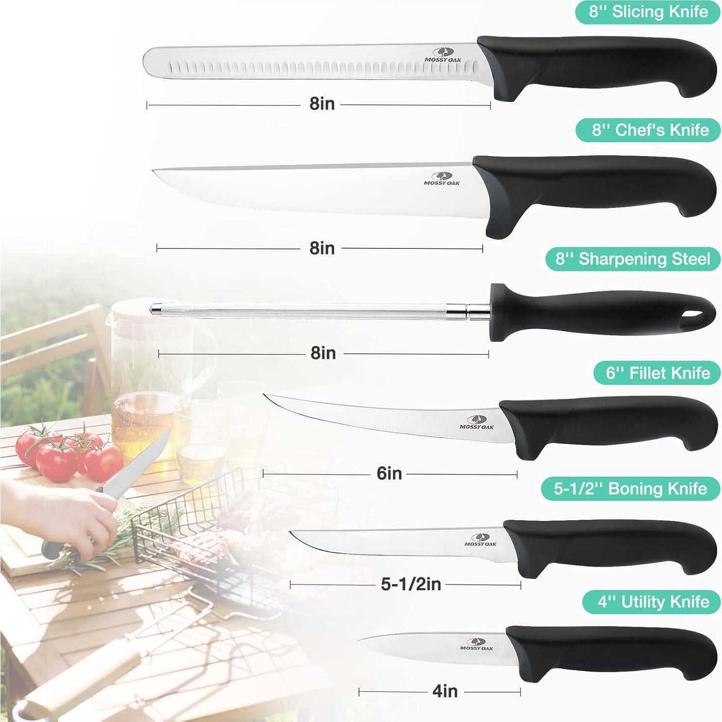 Juego de cuchillos de cocina Mossy Oak 6 piezas acero inoxidable