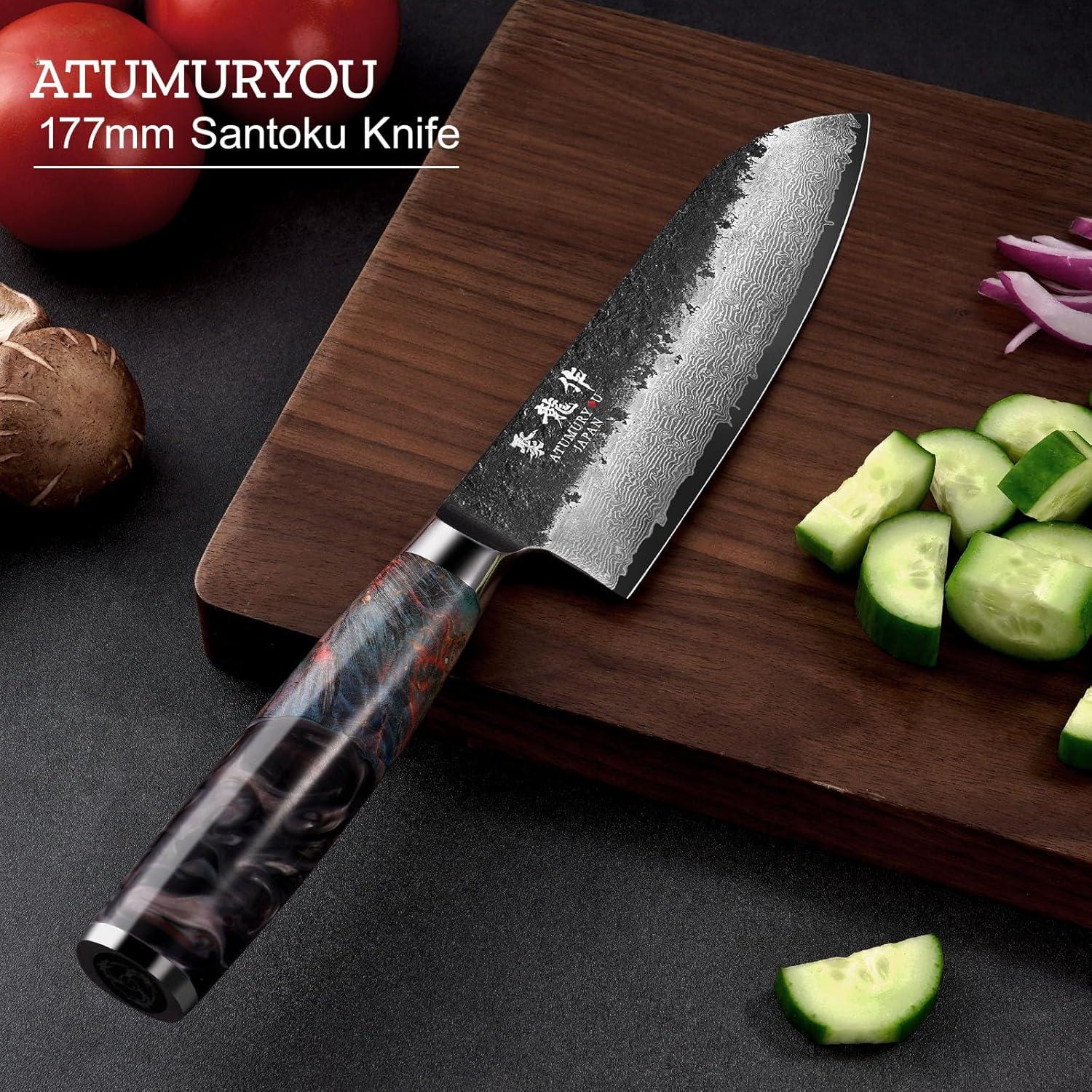 Cuchillo de Chef Santoku Atumuryou JPCK 17.78 cm Damasco VG10