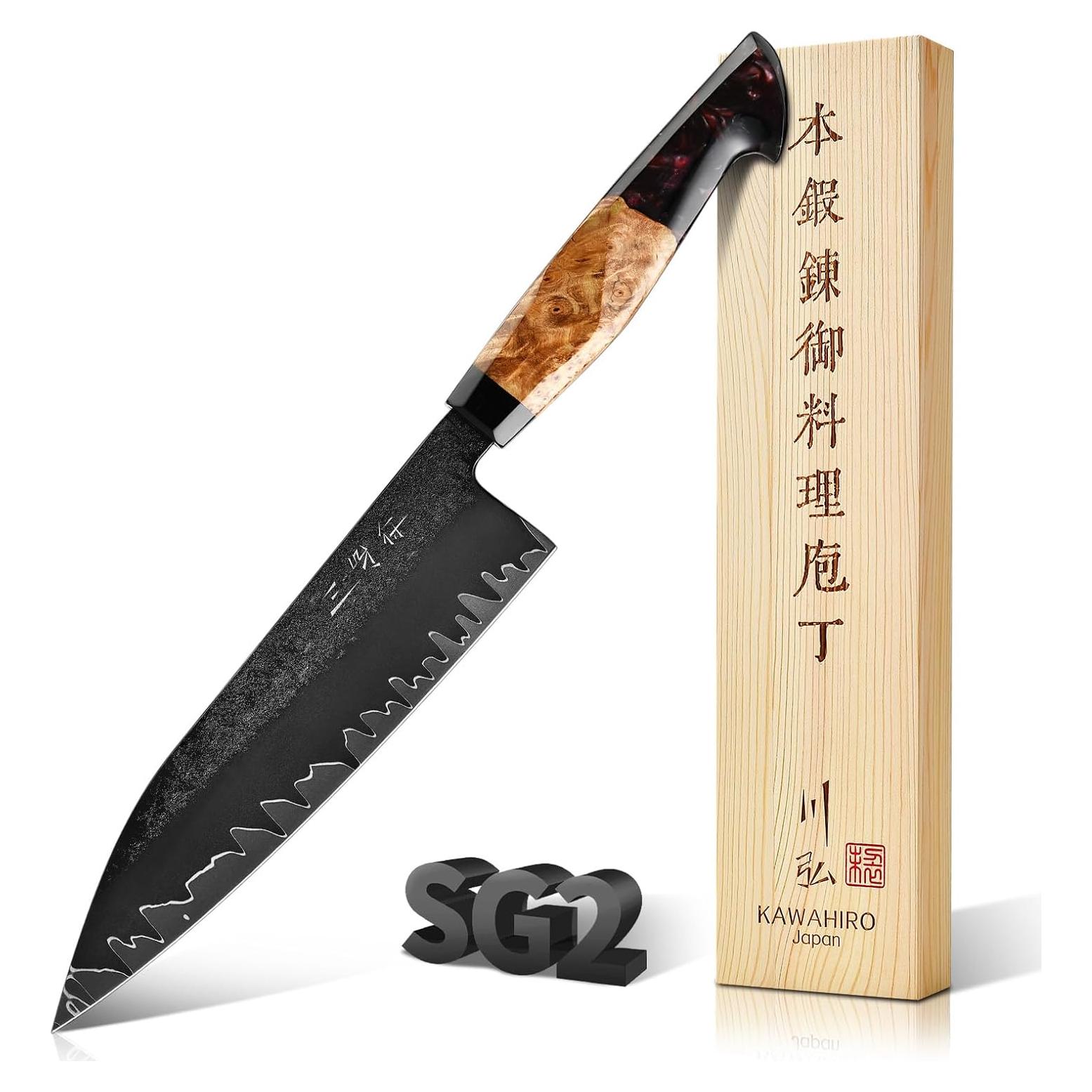 Cuchillo de Chef KAWAHIRO Gyuto 20.32 cm Acero SG2 Forjado a Mano