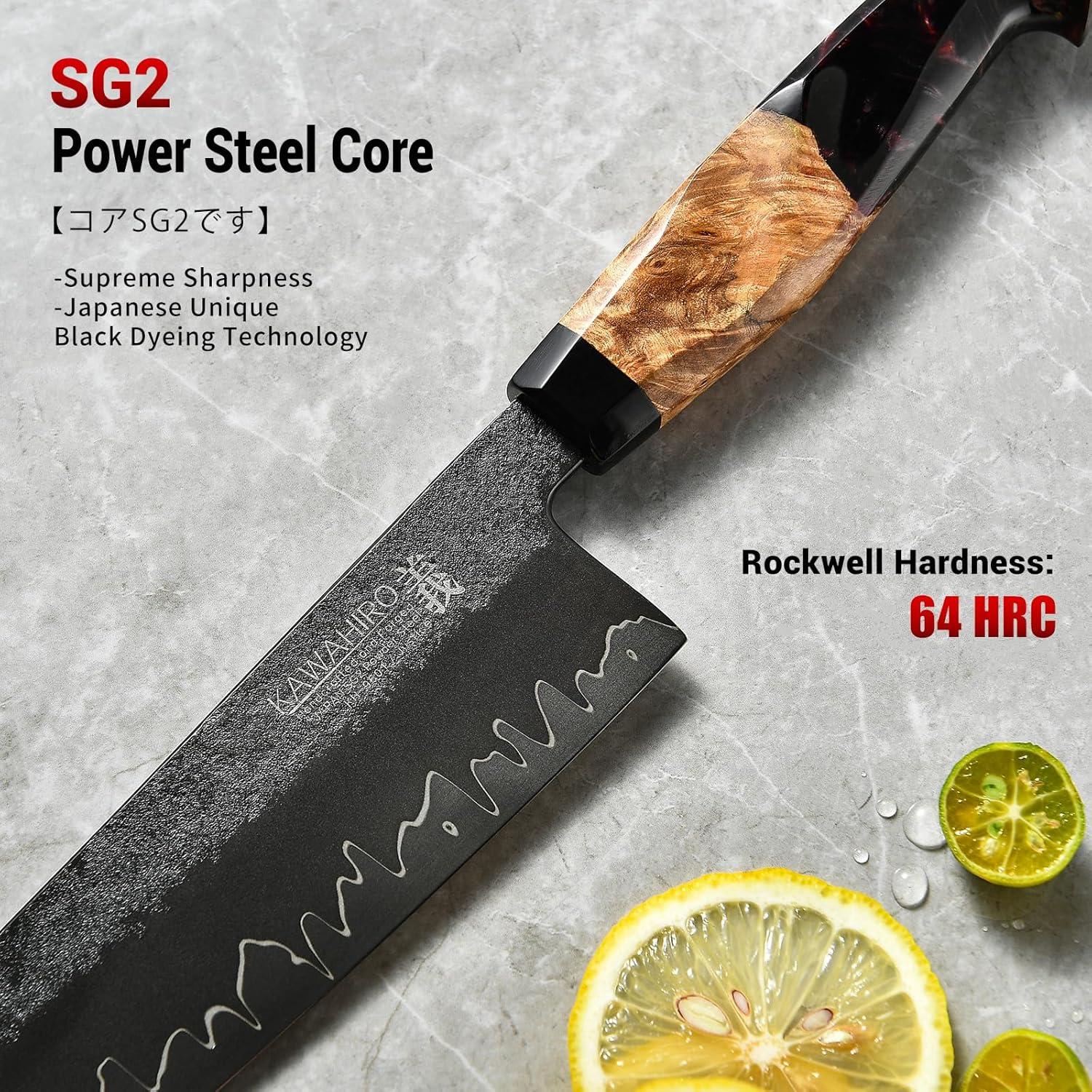 Cuchillo de Chef KAWAHIRO Gyuto 20.32 cm Acero SG2 Forjado a Mano