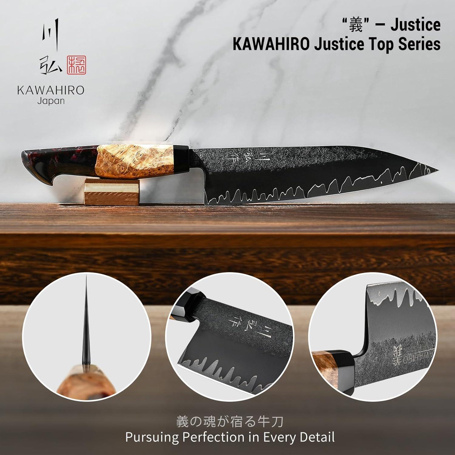 Cuchillo de Chef KAWAHIRO Gyuto 20.32 cm Acero SG2 Forjado a Mano