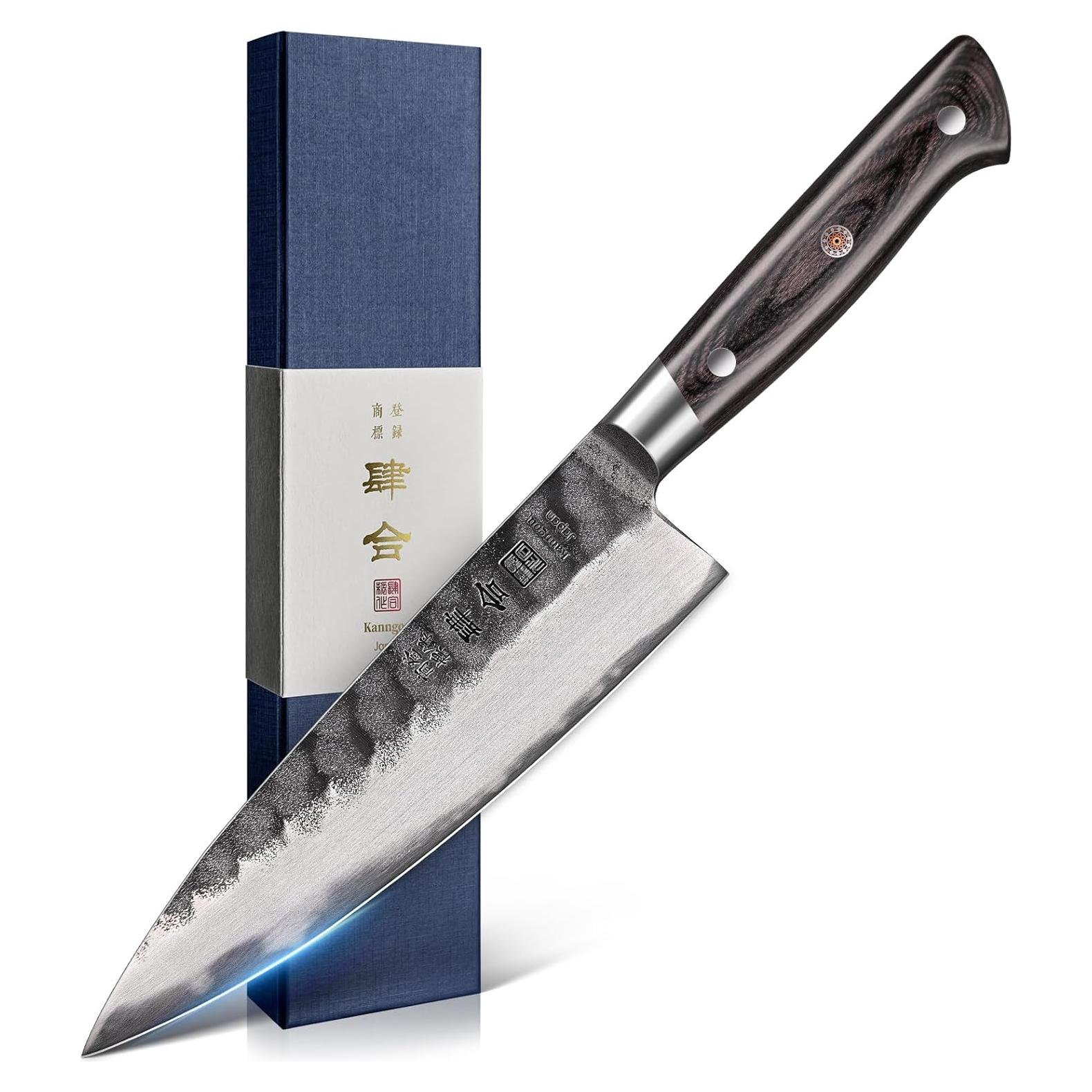 Cuchillo de Chef Kanngou 20 cm Forjado Acero AUS-8 Pakkawood