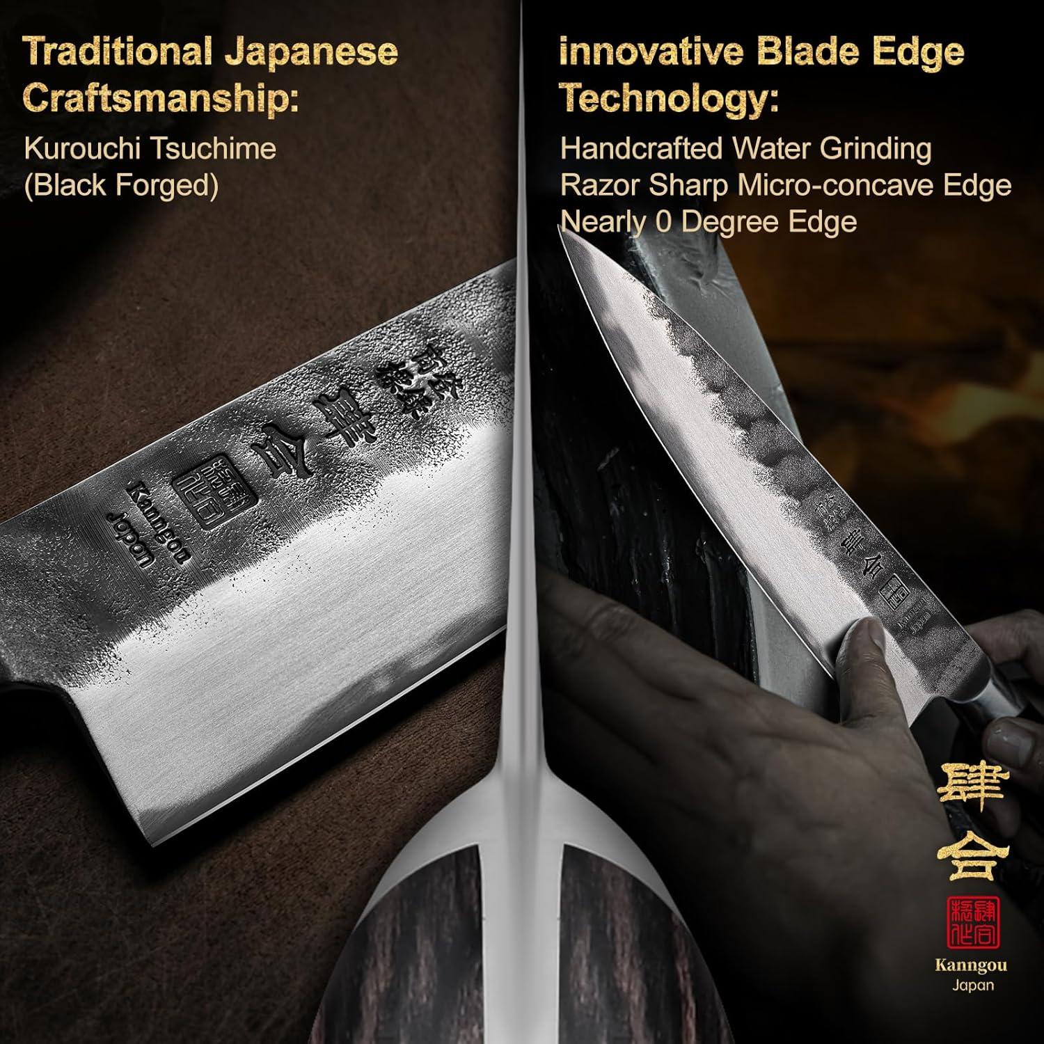 Cuchillo de Chef Kanngou 20 cm Forjado Acero AUS-8 Pakkawood