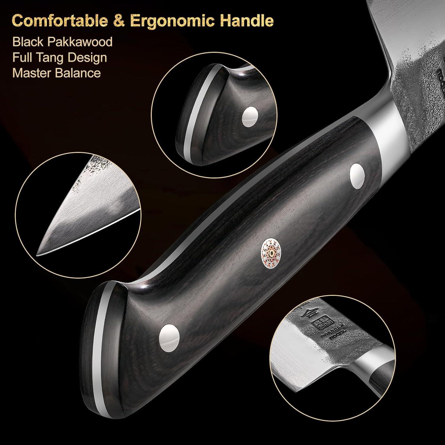 Cuchillo de Chef Kanngou 20 cm Forjado Acero AUS-8 Pakkawood