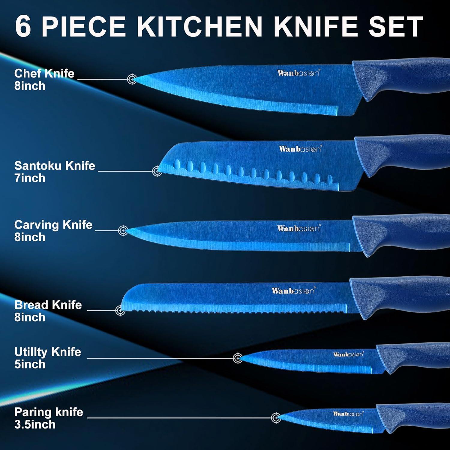 Conjunto de cuchillos de cocina Wanbasion 6 piezas acero inoxidable