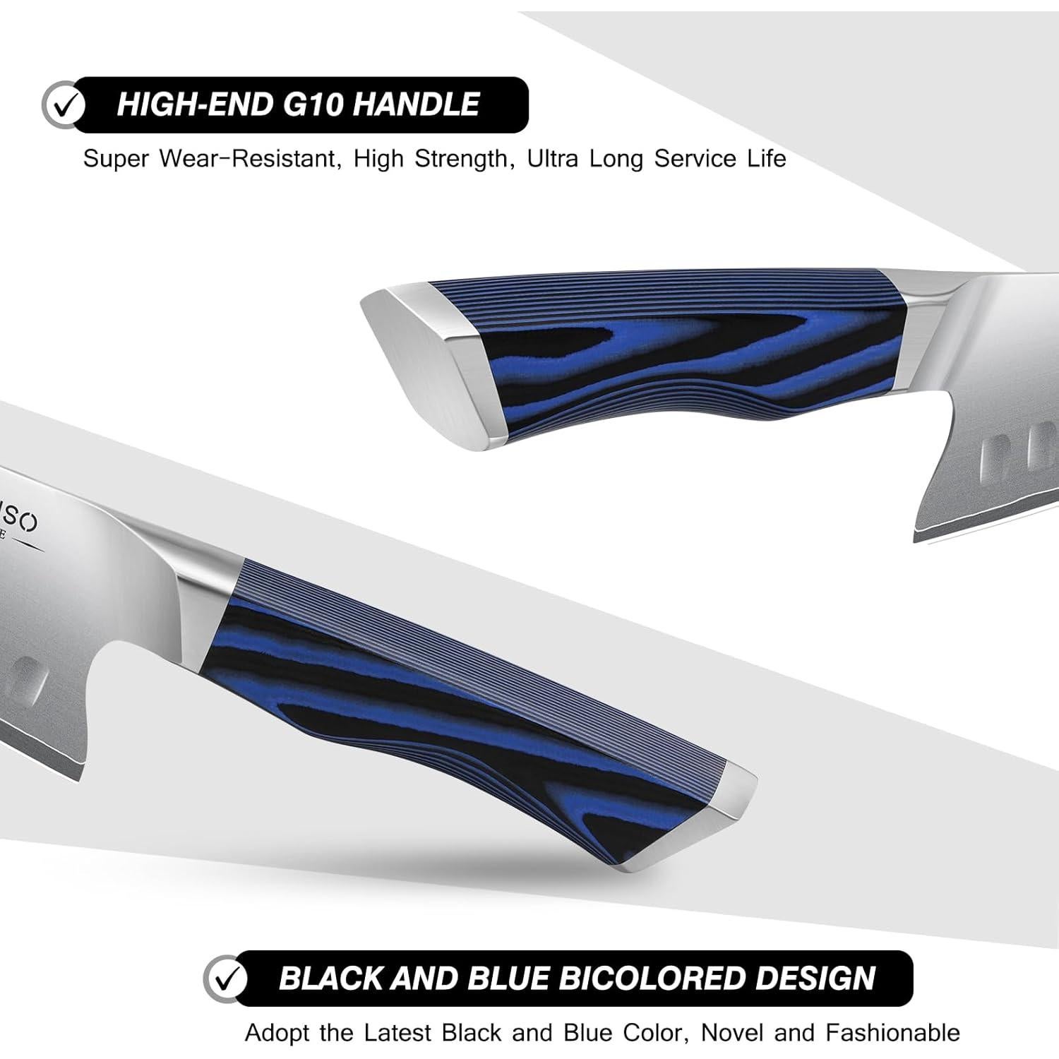 Cuchillo de Chef Santoku FINTISO 17.78 cm Acero Inoxidable G10