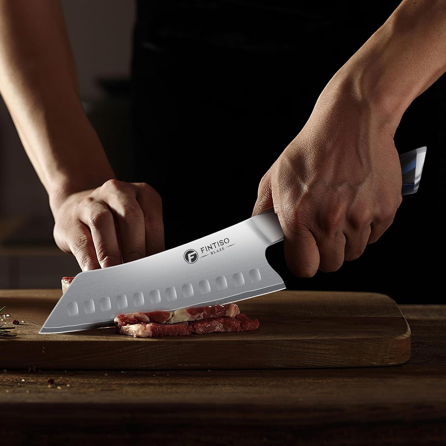 Cuchillo de Chef Santoku FINTISO 17.78 cm Acero Inoxidable G10