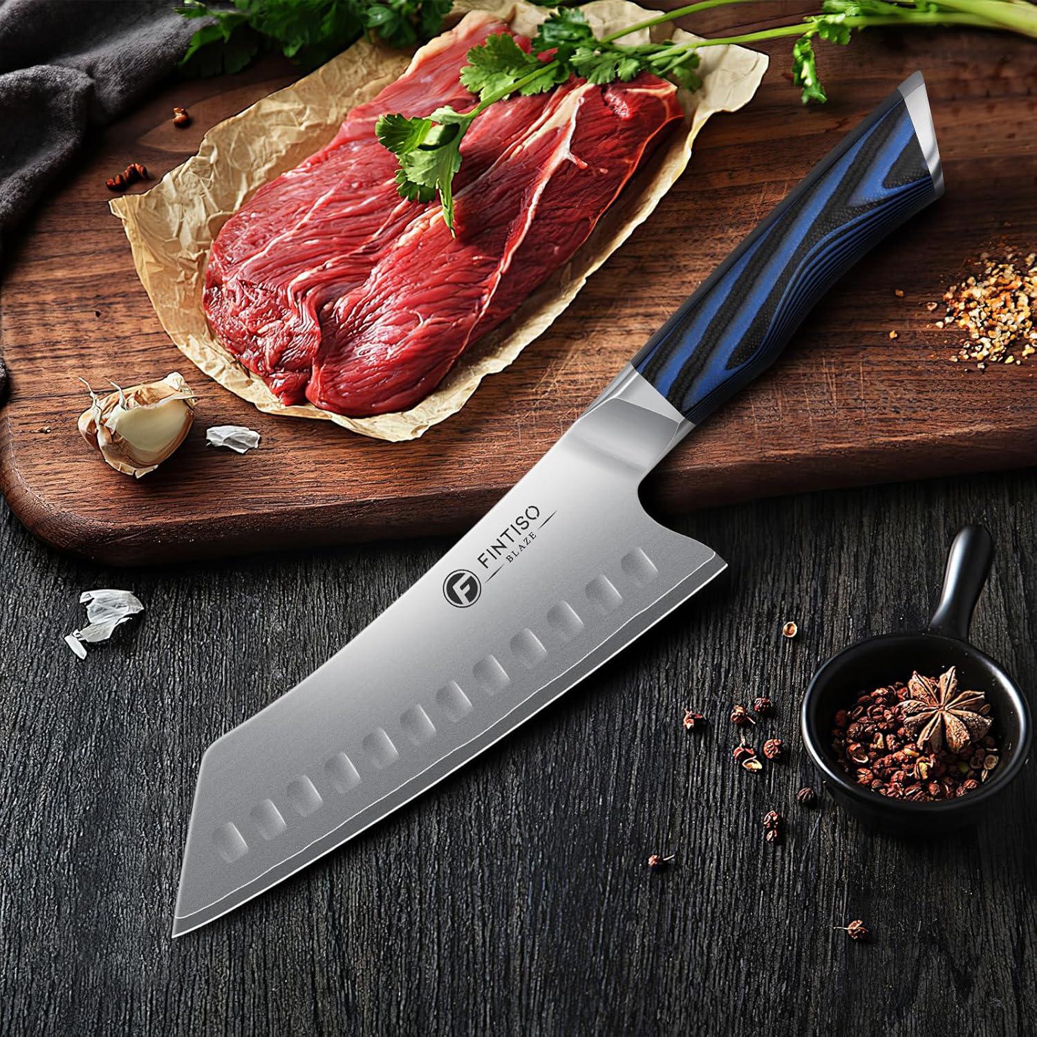 Cuchillo de Chef Santoku FINTISO 17.78 cm Acero Inoxidable G10