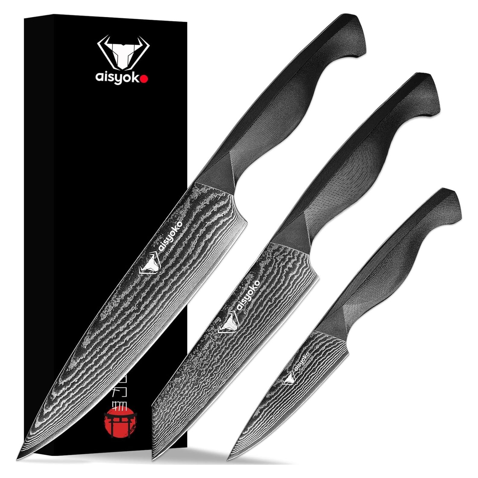 Juego de cuchillos de cocina aisyoko 3 piezas acero Damasco