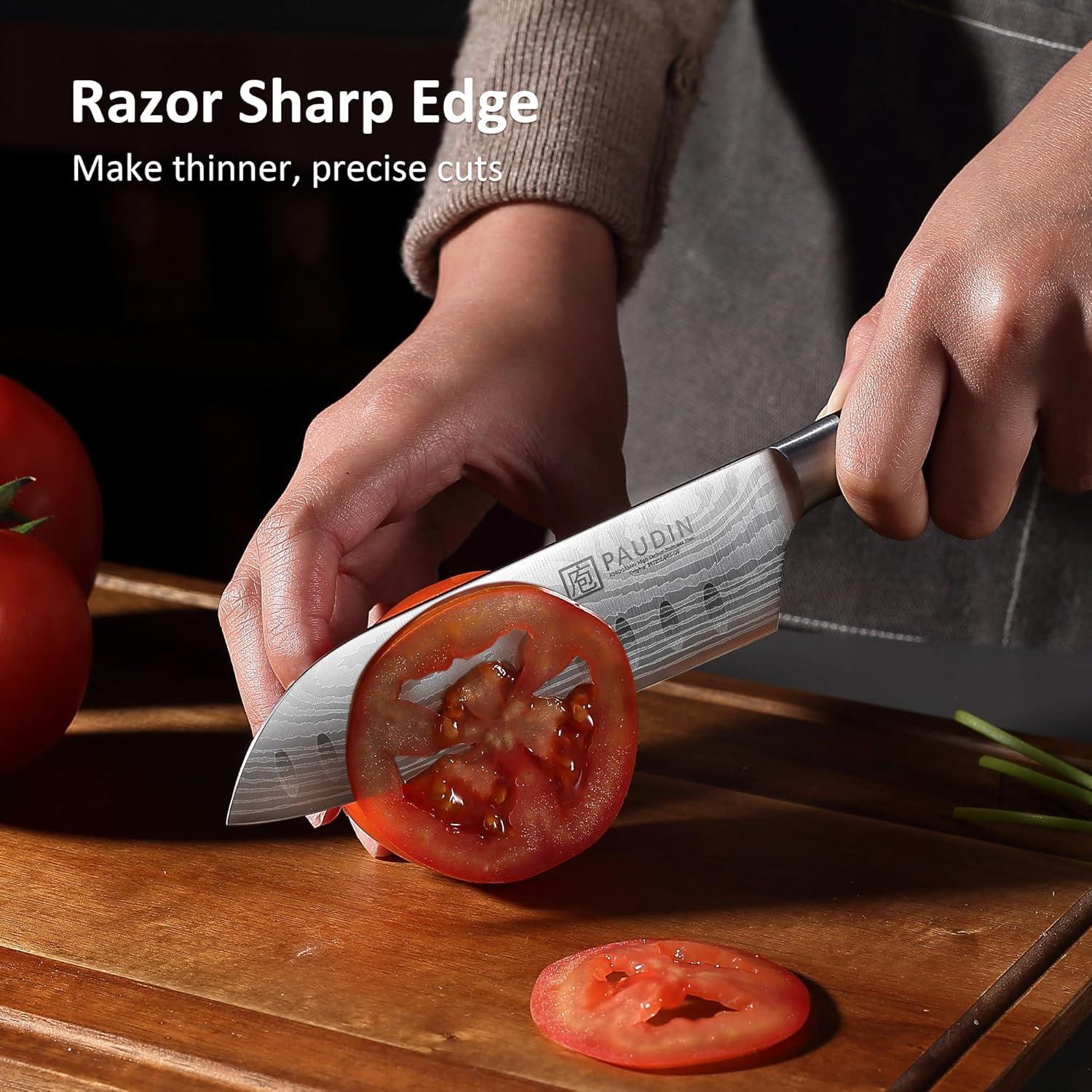 Cuchillo Santoku PAUDIN 12.7 cm Acero Inoxidable Pakkawood