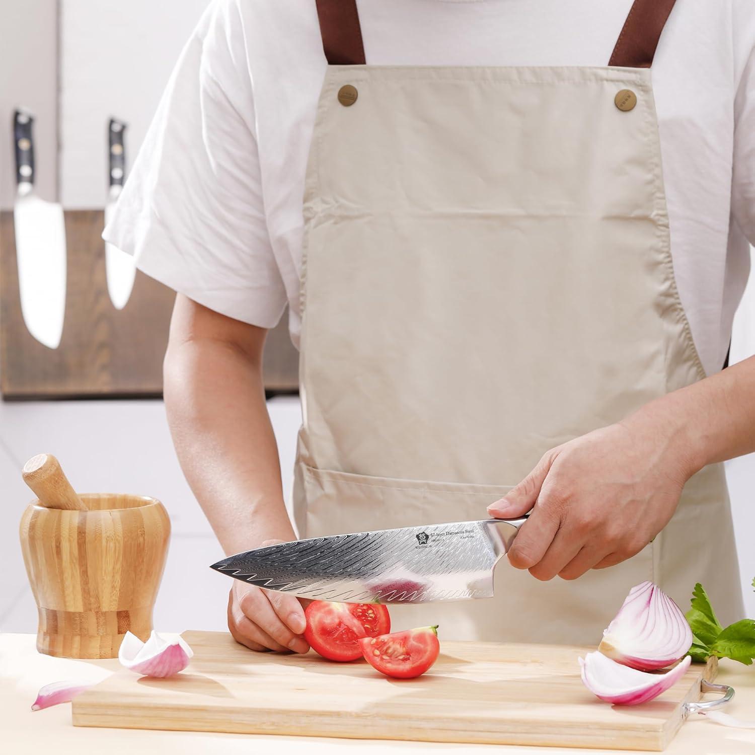 Cuchillo de Chef WILDMOK Damasco 20.3 cm Mango Resina Azul