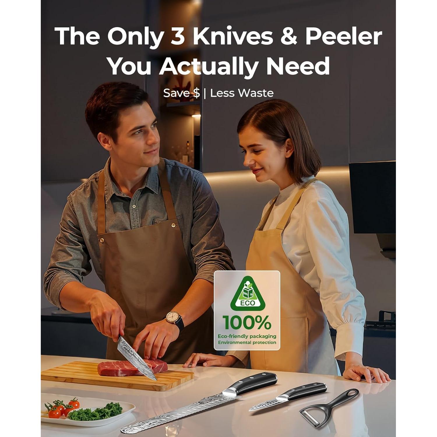 Juego de cuchillos de cocina CoquusAid 4 piezas Damasco