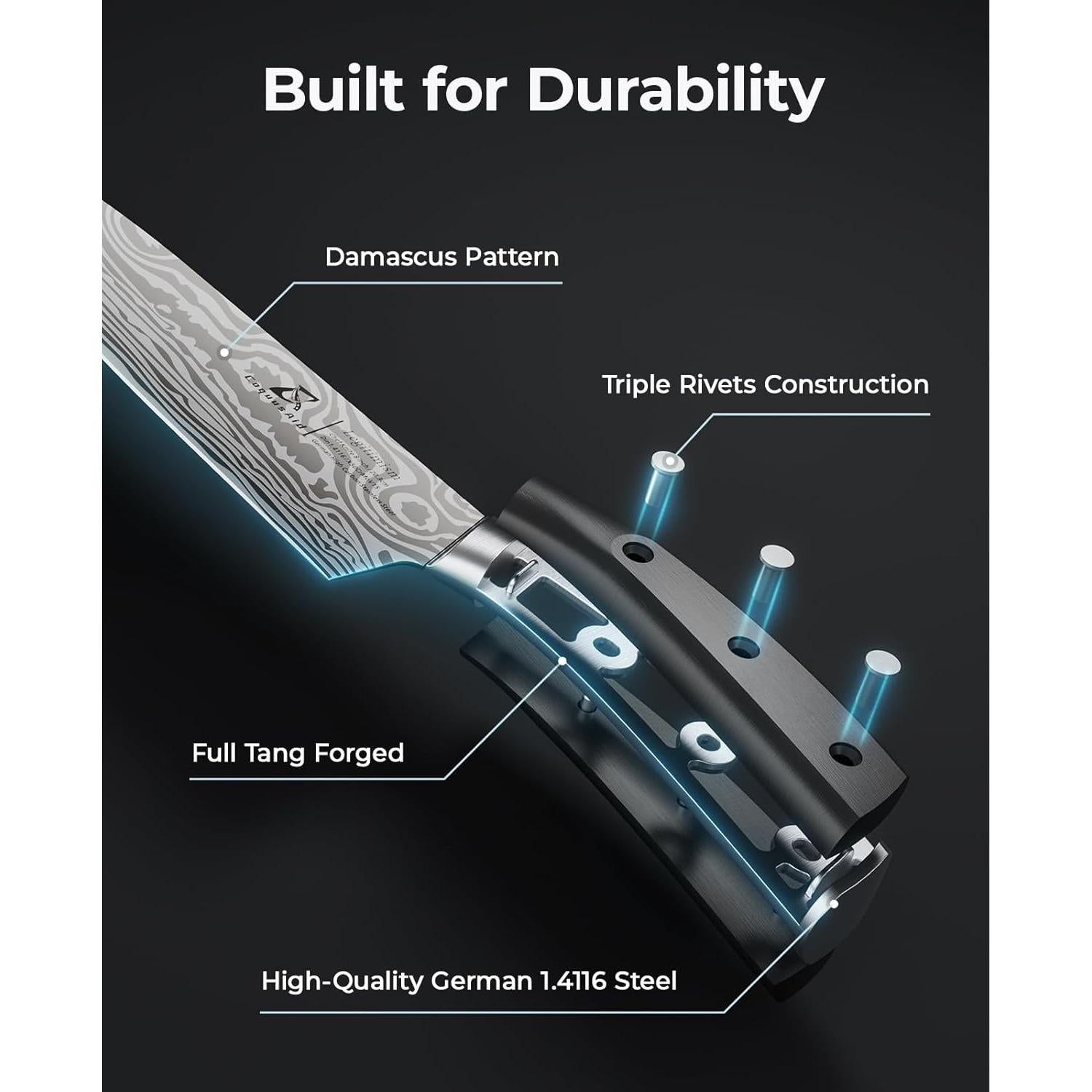 Juego de cuchillos de cocina CoquusAid 4 piezas Damasco