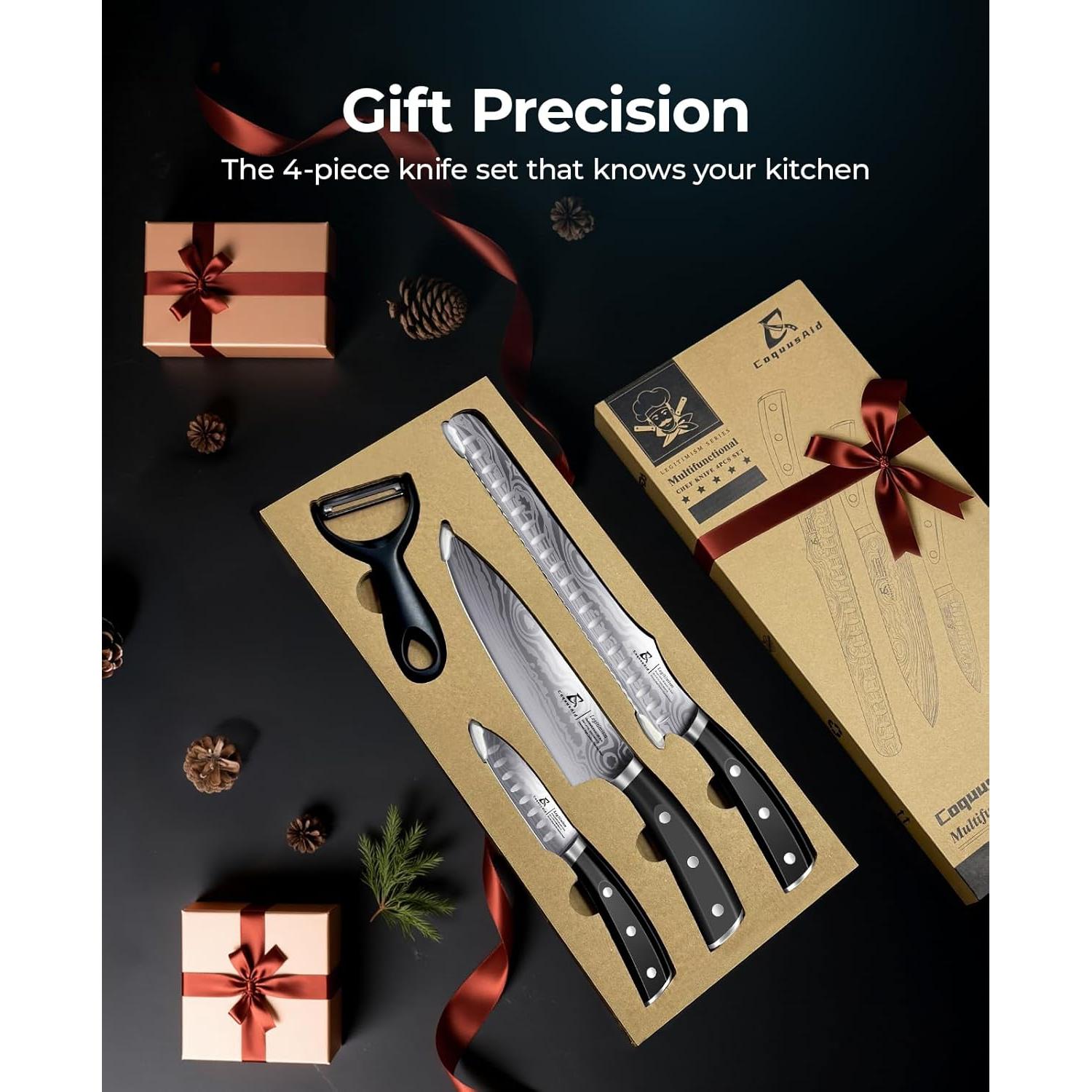 Juego de cuchillos de cocina CoquusAid 4 piezas Damasco