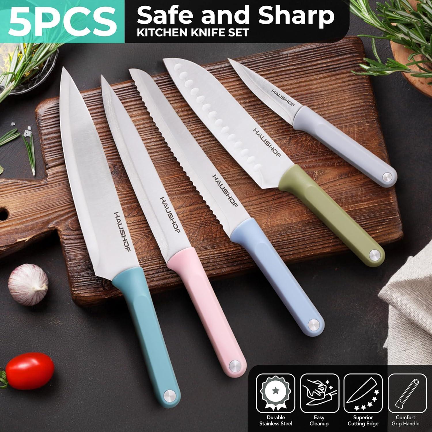 Juego de Cuchillos de Cocina HAUSHOF 5 PCS Acero Inoxidable