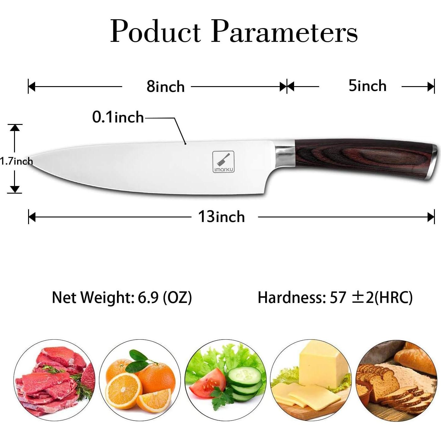 Cuchillo de Chef imarku 20 cm Acero Inoxidable Mango Ergonómico