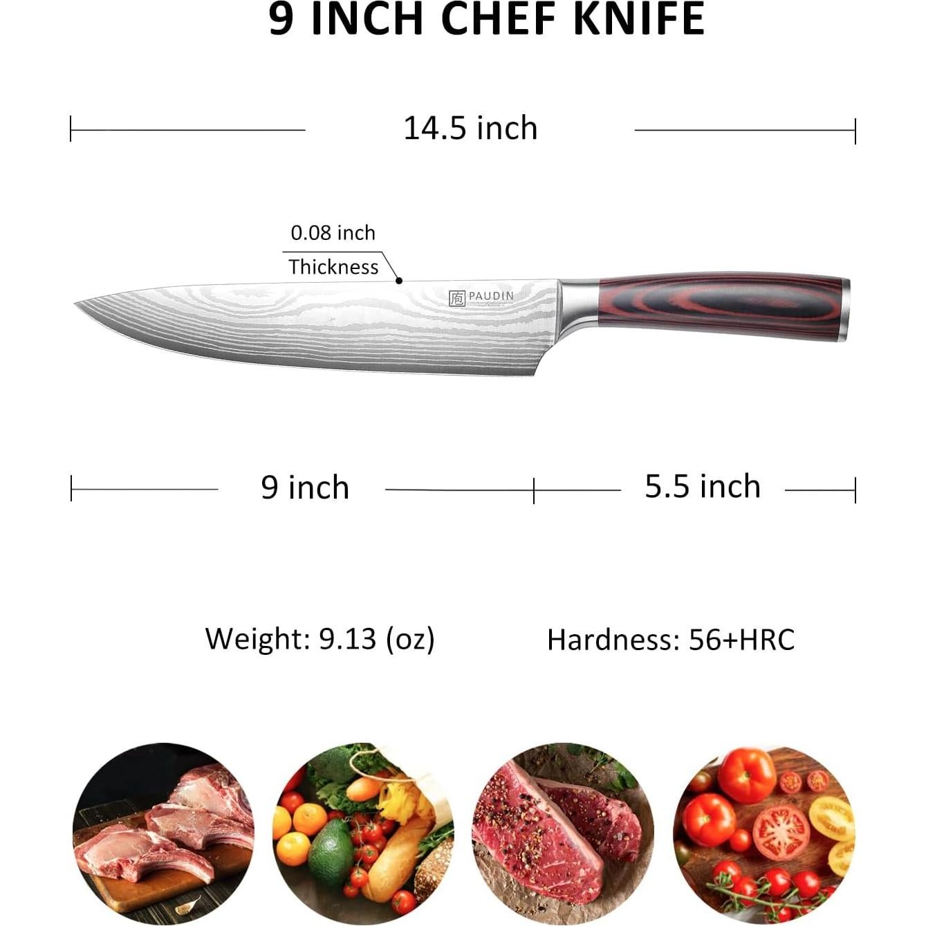 Cuchillo de Chef PAUDIN 22.86 cm Acero Inoxidable Mango Ergonómico