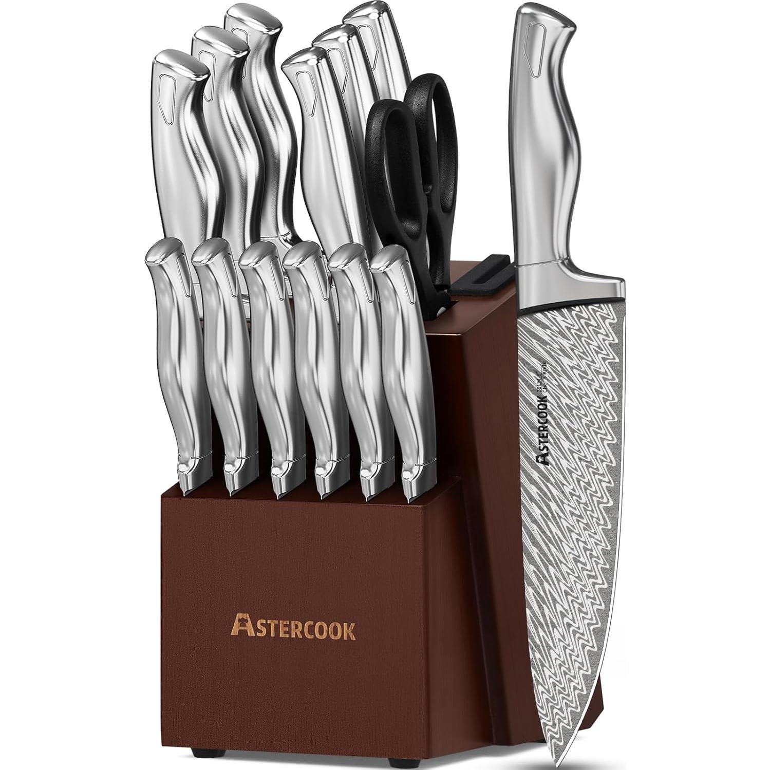 Juego de cuchillos de cocina Astercook 15 piezas con bloque