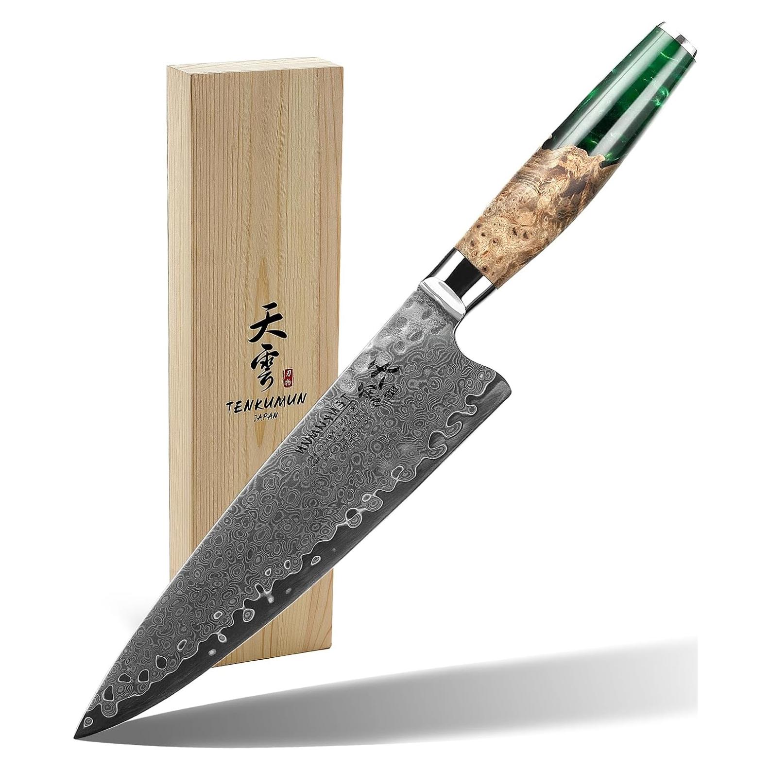 Cuchillo Gyutou Tenkumun 20.32 cm Acero Damasco VG-10 Hecho a Mano