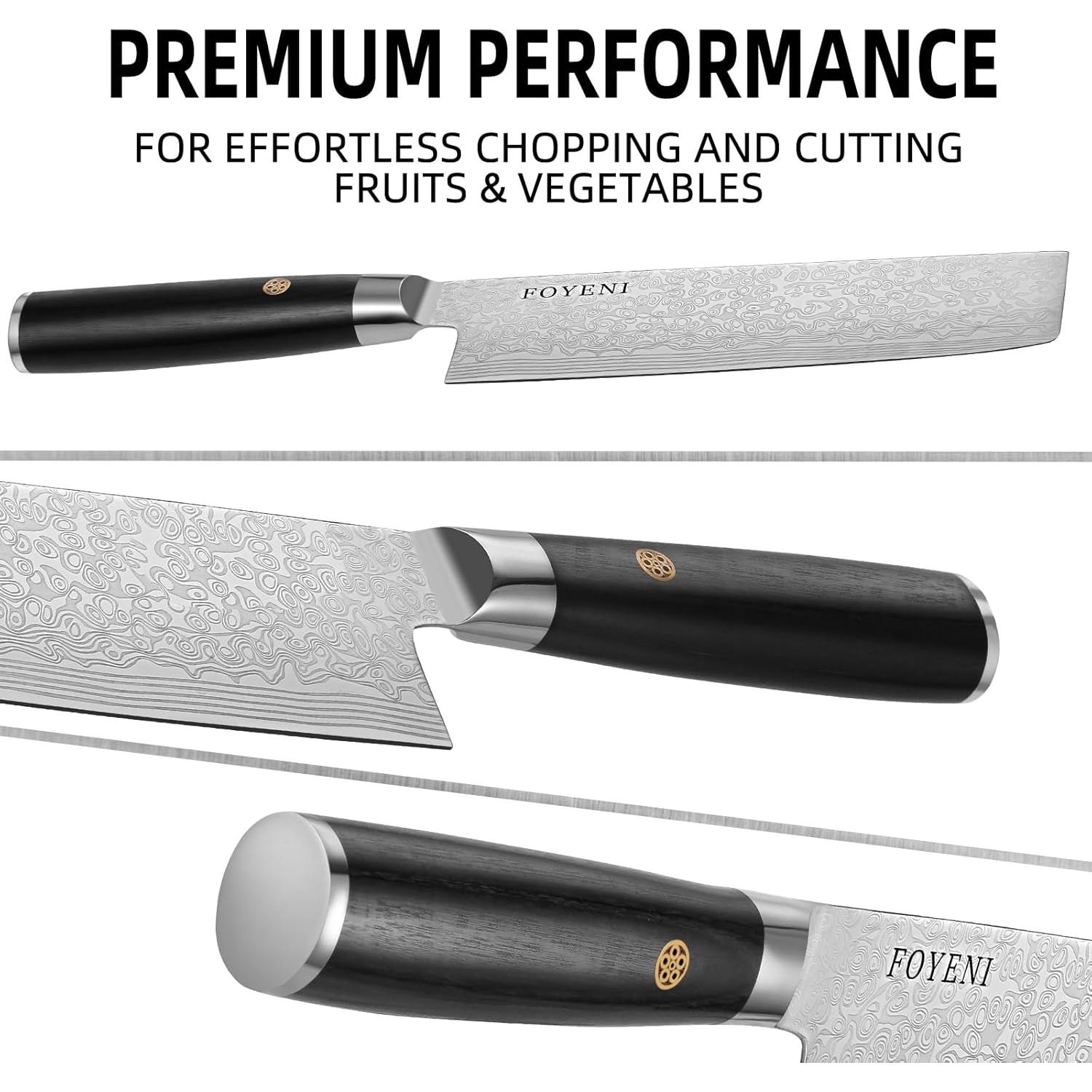 Cuchillo Nakiri Foyeni 16.5 cm Acero Inoxidable Mango Ergonómico