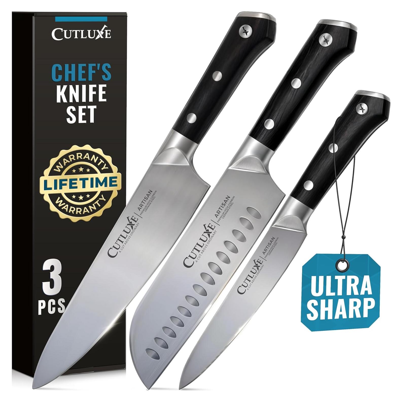 Juego de cuchillos Cutluxe Chef 3 PCS Acero Alemán 20.32 cm