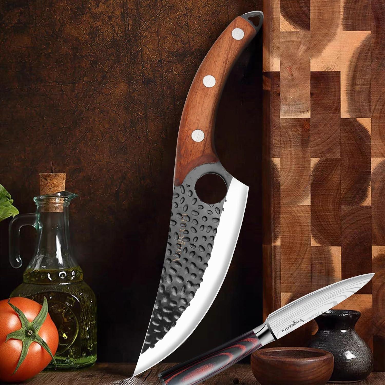 Juego de cuchillos de chef Vorgexora 3 piezas + hacha de carne