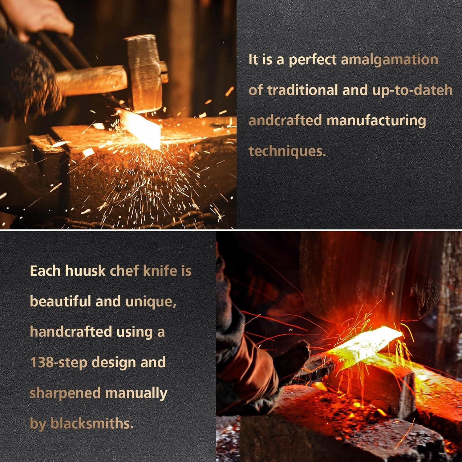 Juego de cuchillos de chef Vorgexora 3 piezas + hacha de carne