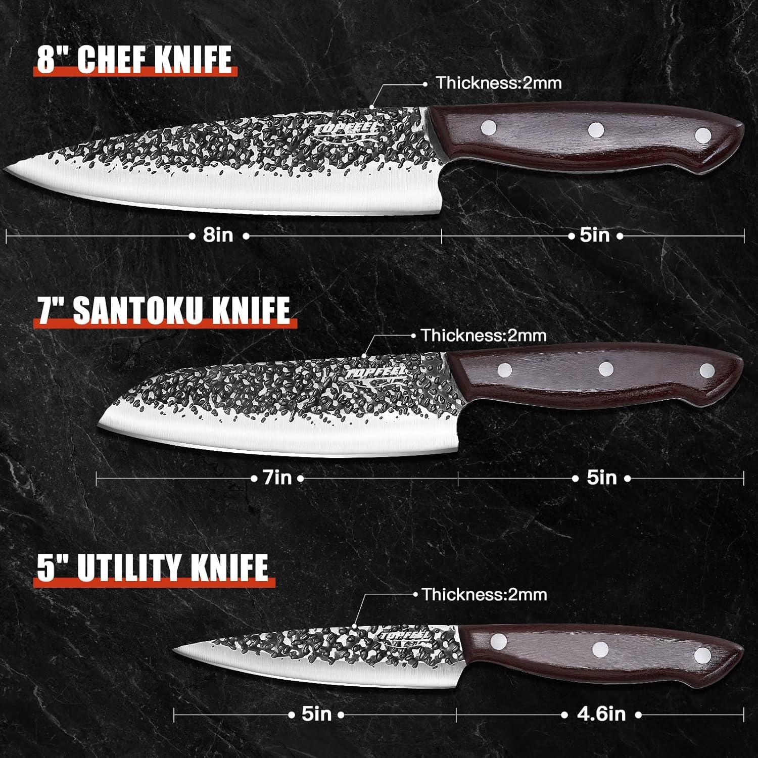 Juego de cuchillos de cocina Topfeel 3PCS acero inoxidable 20cm