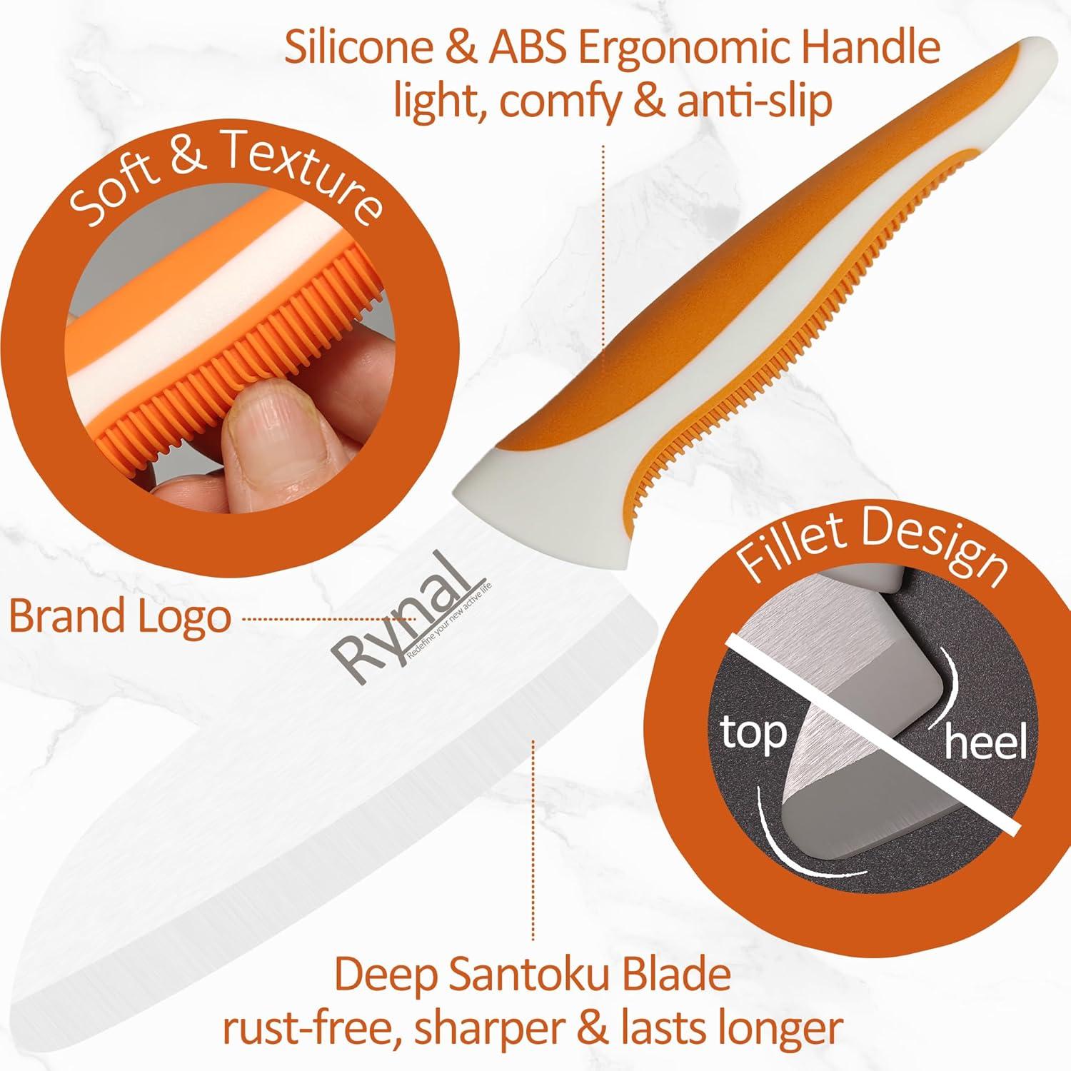 Cuchillo Santoku de Cerámica Rynal 5.5" Ligero y Afilado