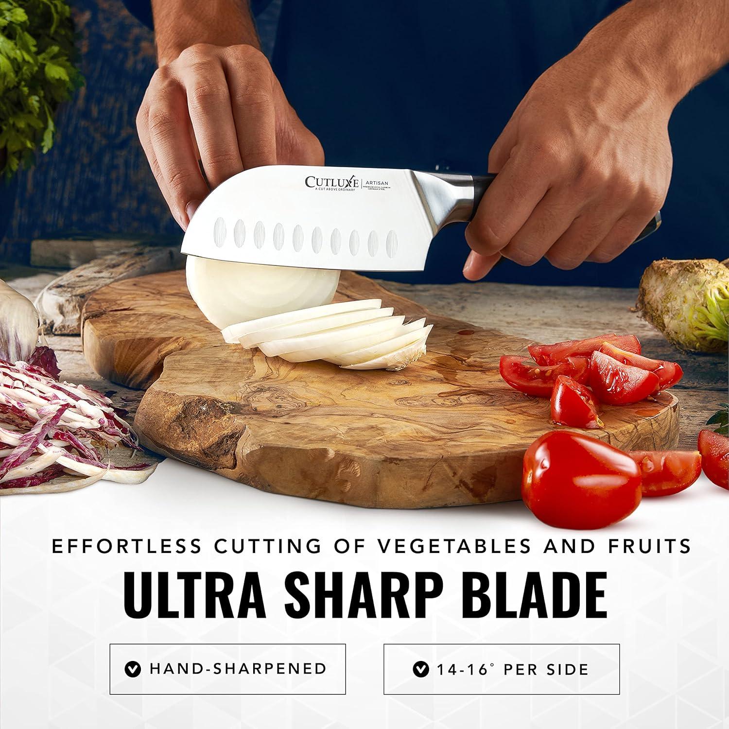 Cuchillo Santoku Cutluxe 12.7 cm Acero Alemán Forjado Mango Pakkawood