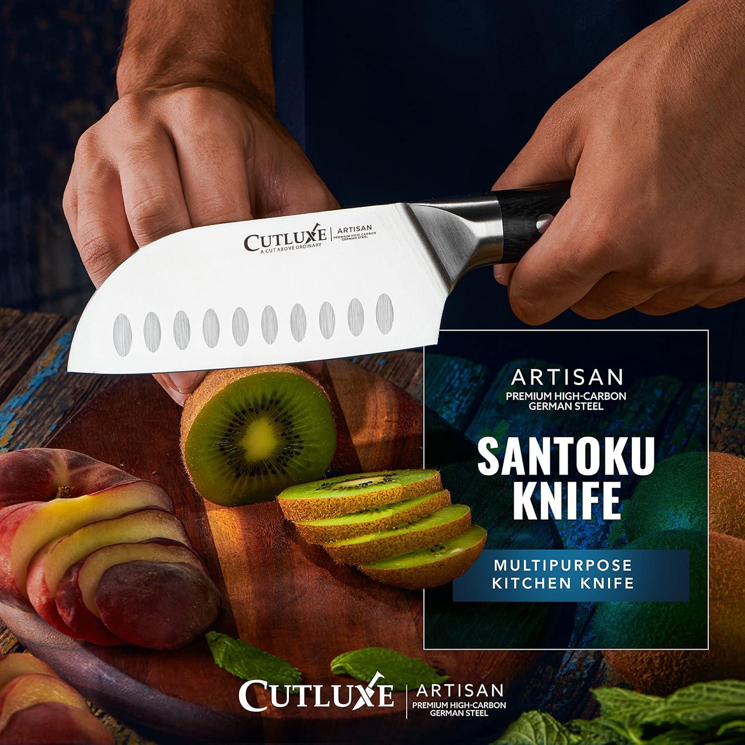 Cuchillo Santoku Cutluxe 12.7 cm Acero Alemán Forjado Mango Pakkawood